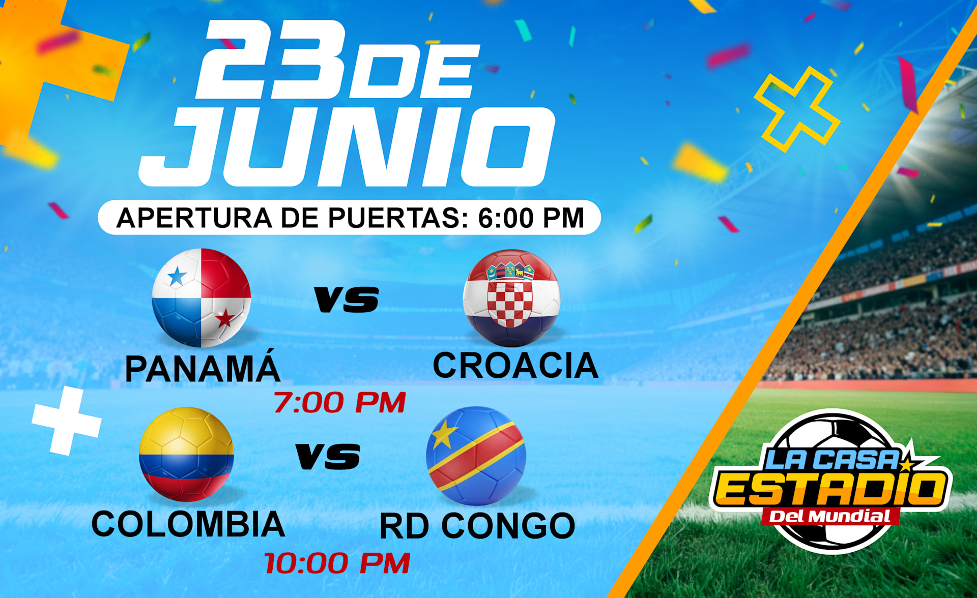 Dia 13: Panamá Vs Croacia / Colombia Vs Rd Congo Cover