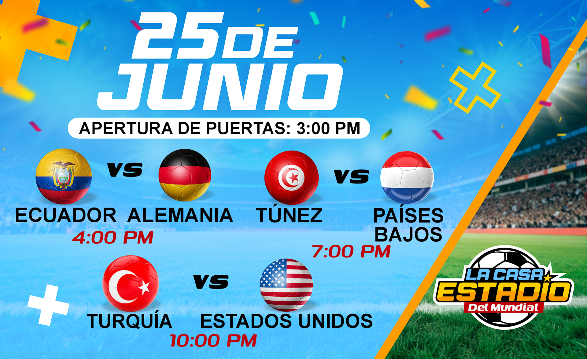 Dia 15: Ecu Vs Alem  / Túnez Vs Paises Bajos / Tur Vs Usa Cover