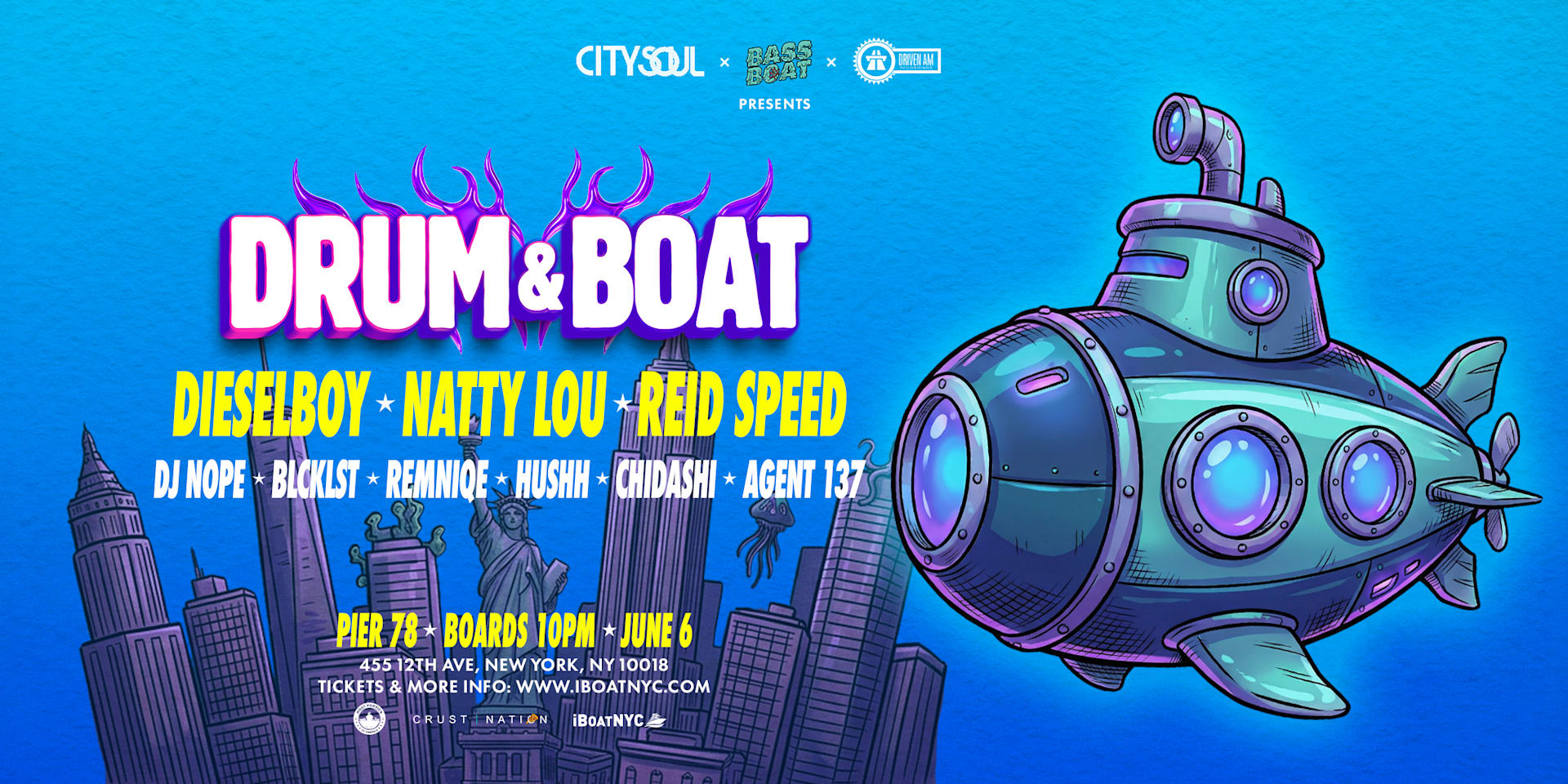 Drum & Boat W/ Natty Lou, Reid Speed, Dieselboy Cover