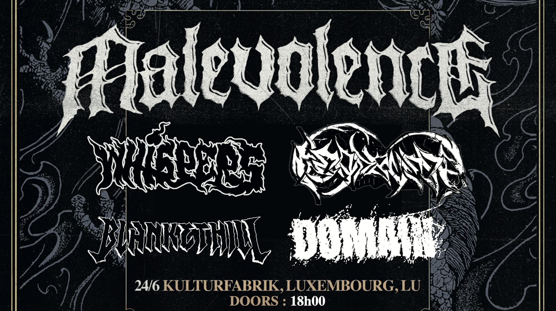 Malevolence + Whispers + Headbussa + Domain + Blanket Hill Cover