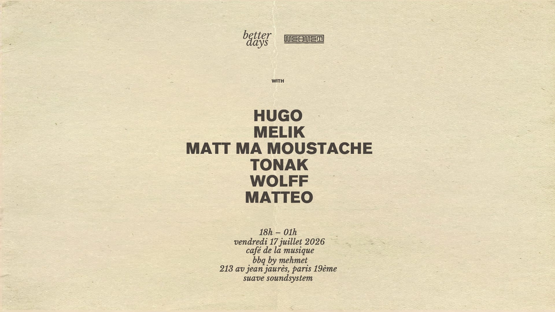 Better Days + Mehmet Soundsystem @Café De La Musique Cover