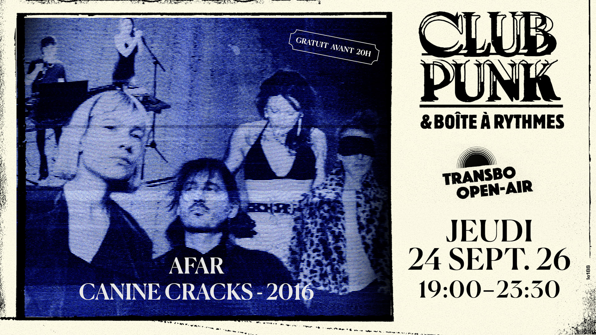 Club Punk & Boîte À Rythmes : Afar + Canine Cracks + 2016 Cover