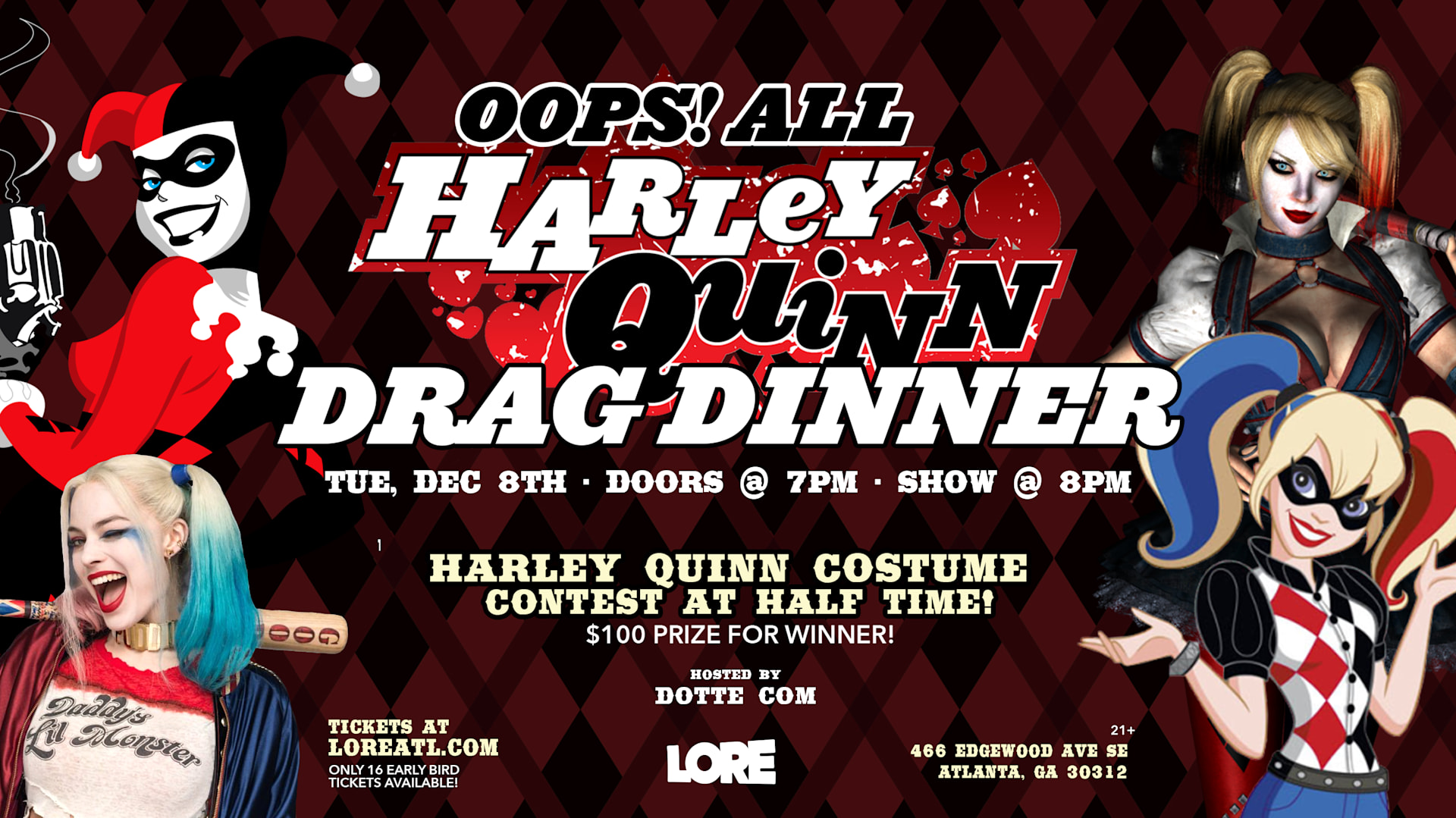 Oops! All Harley Quinn Drag Dinner Cover