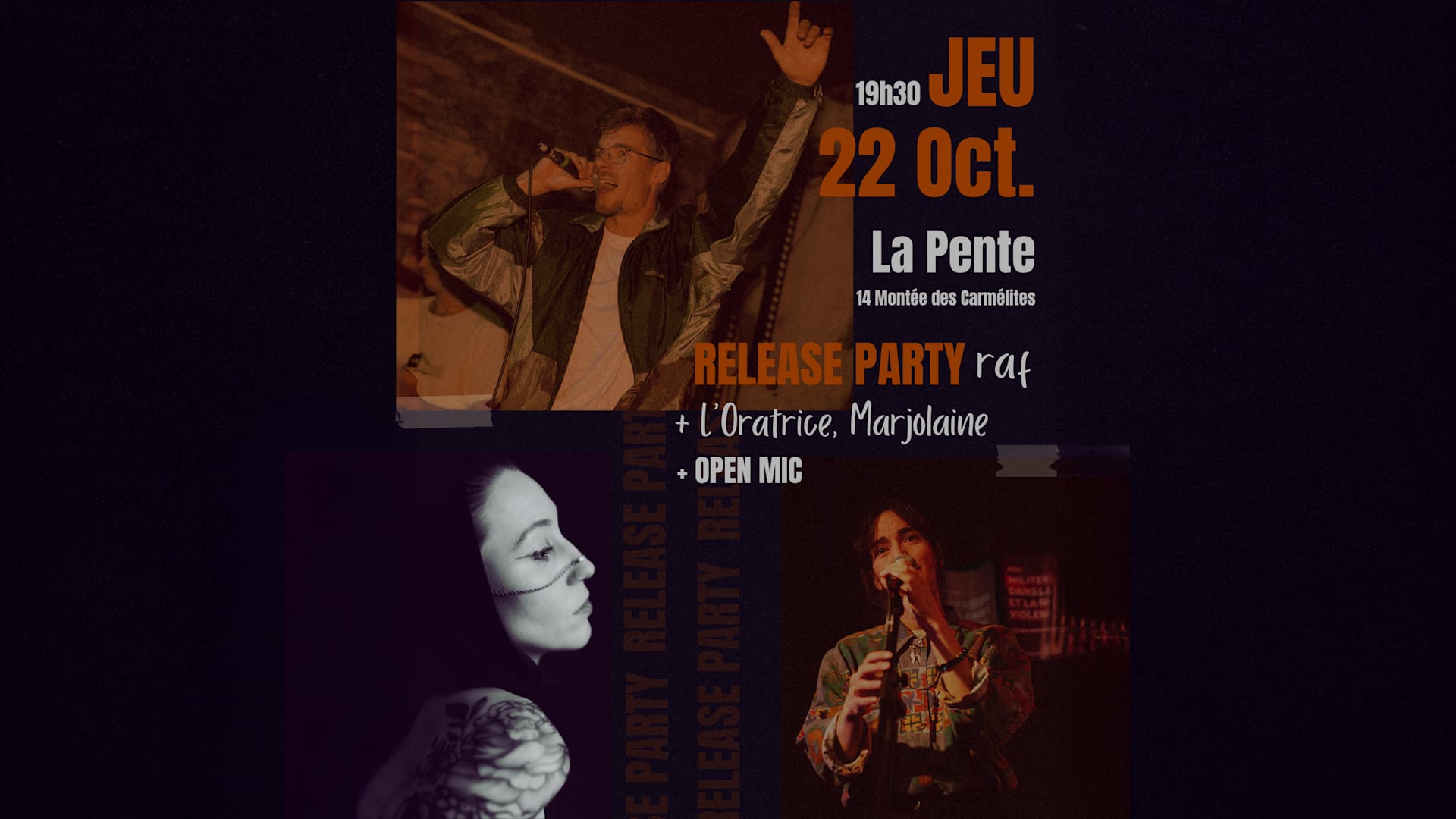 Release Party : Raf, L'oratrice, Marjolaine & Open Mic [Rap] Cover