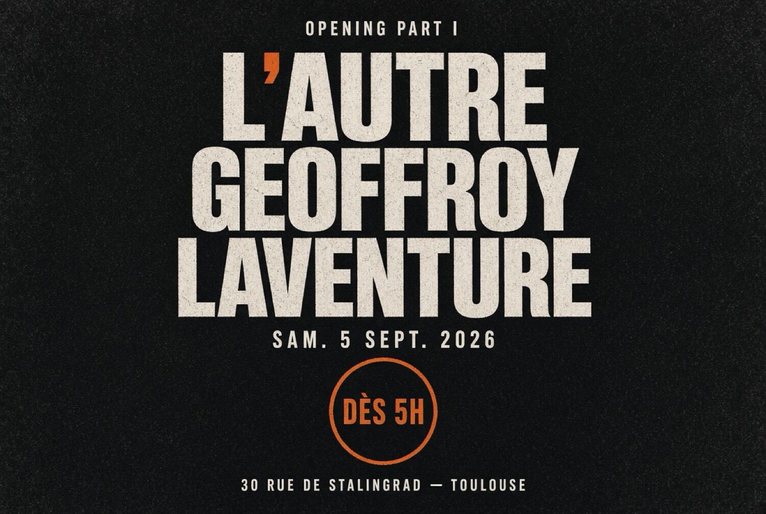 Opening Part I : Geoffroy Laventure Cover