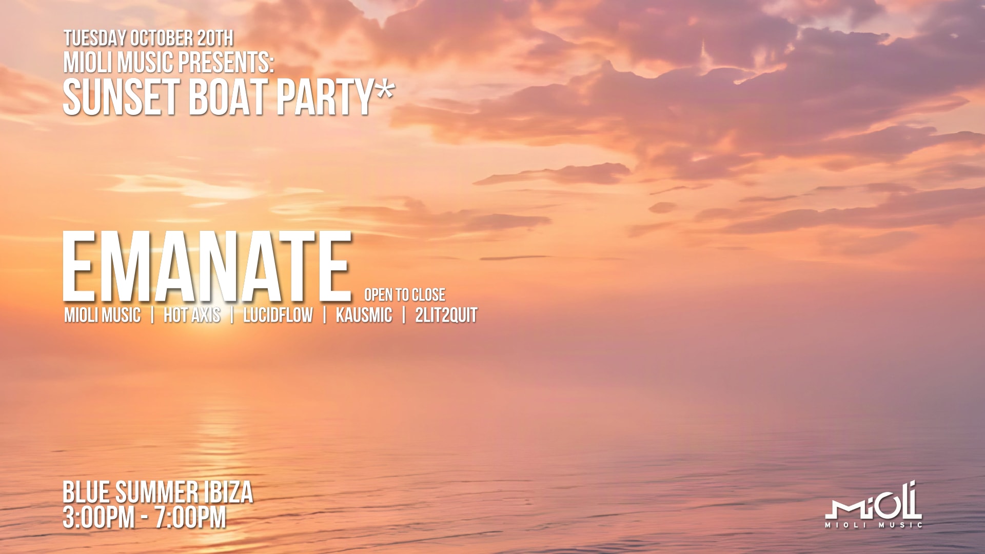 Mioli Music: Sunset Boat Party W/ Emanate Cover