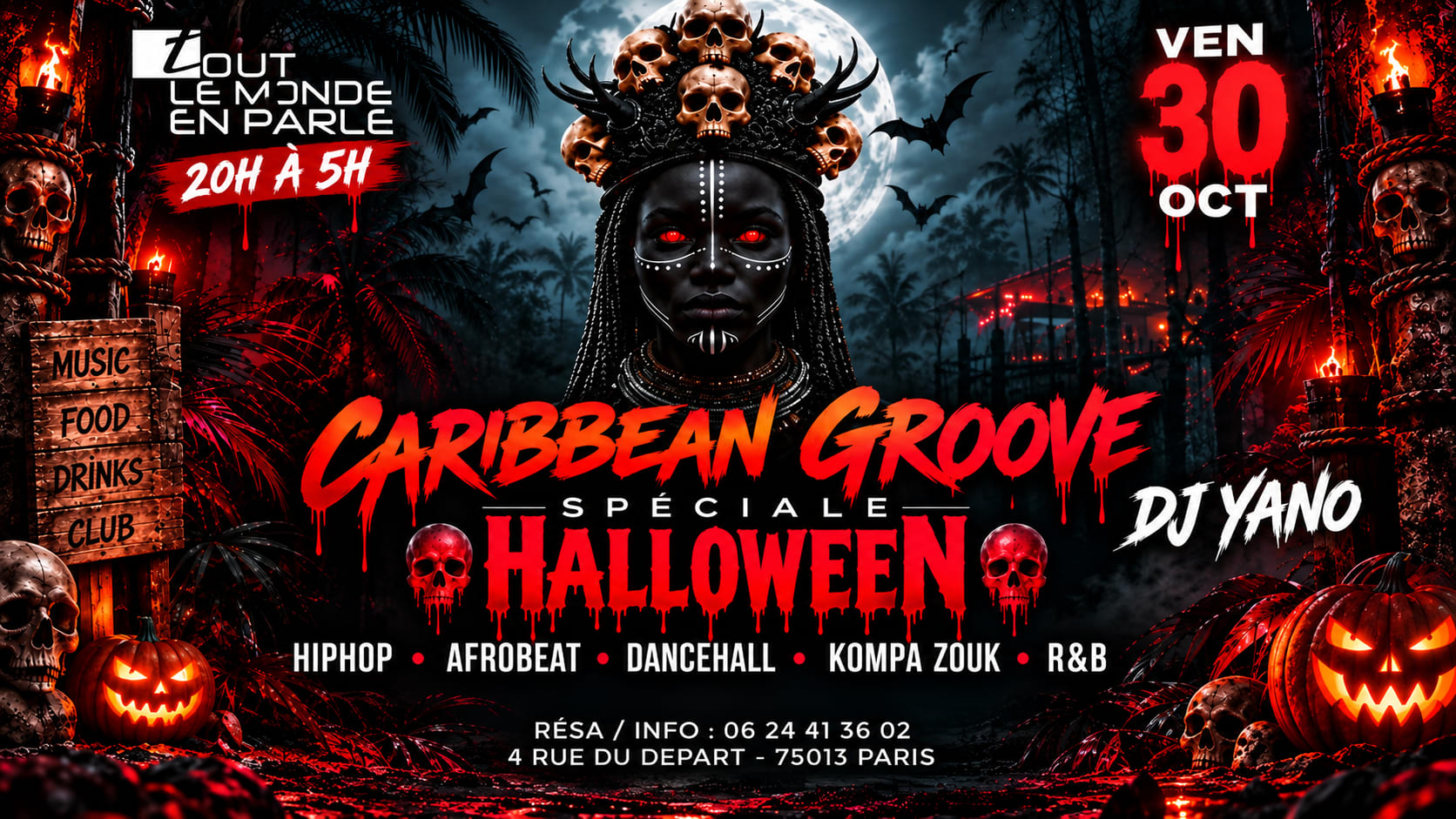 Caribbean Groove Special Halloween Club ,Hiphop Afrobeat Cover