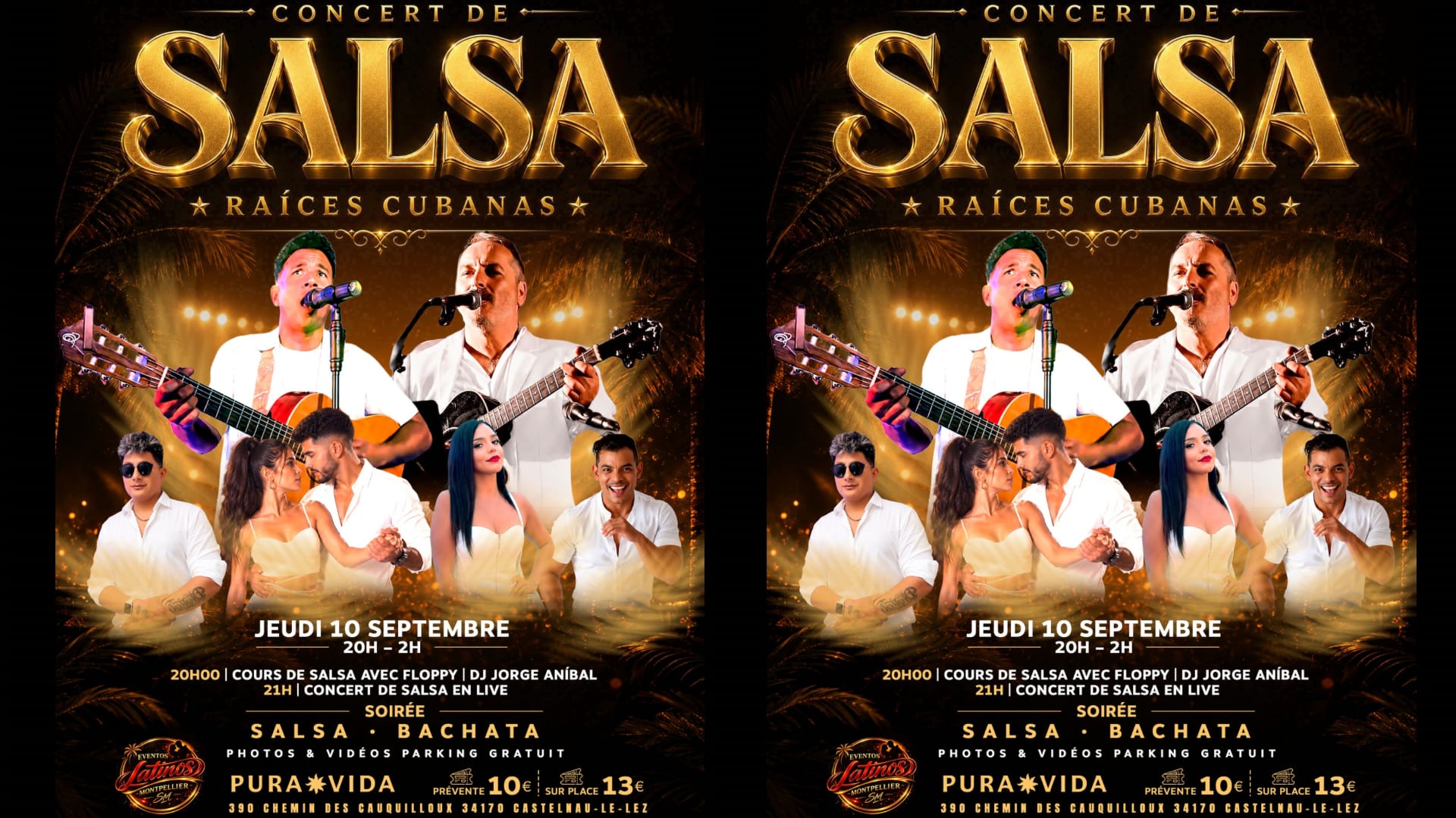Concert Live Salsa • Soirée Salsa Bachata •10 Sept Pura Vida Cover