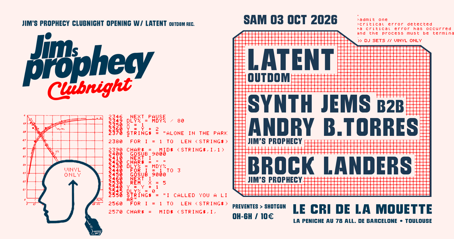 Jim's Prophecy Clubnight Opening W/ Latent - Vinyl Only! Cover