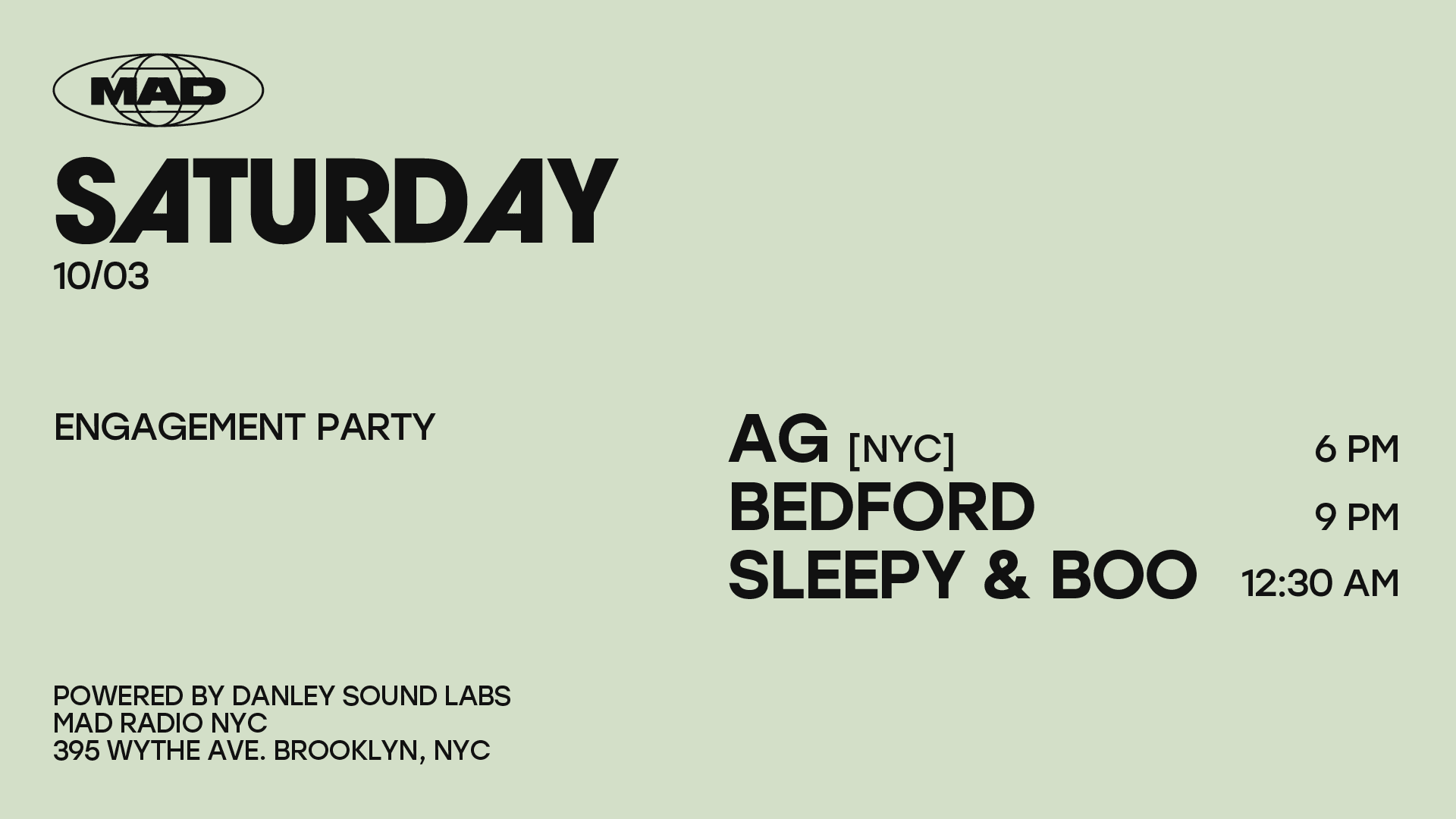 Engagement Party: Ag[Nyc] / Bedford / Sleepy Boo Cover