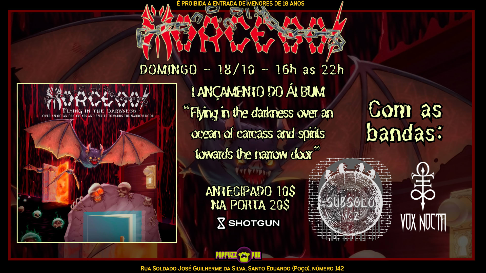 Lançamento Morcegos + Vox Nocta + Subsolo Cover