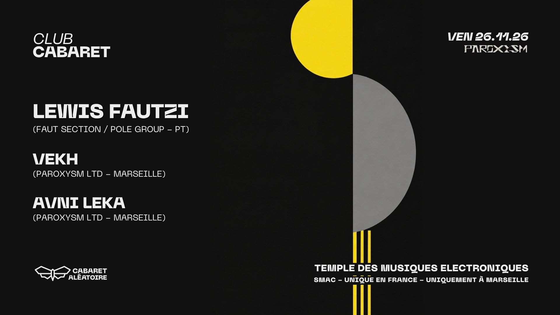 27/11 | Club Cabaret : Paroxysm Invite Lewis Fautzi Cover