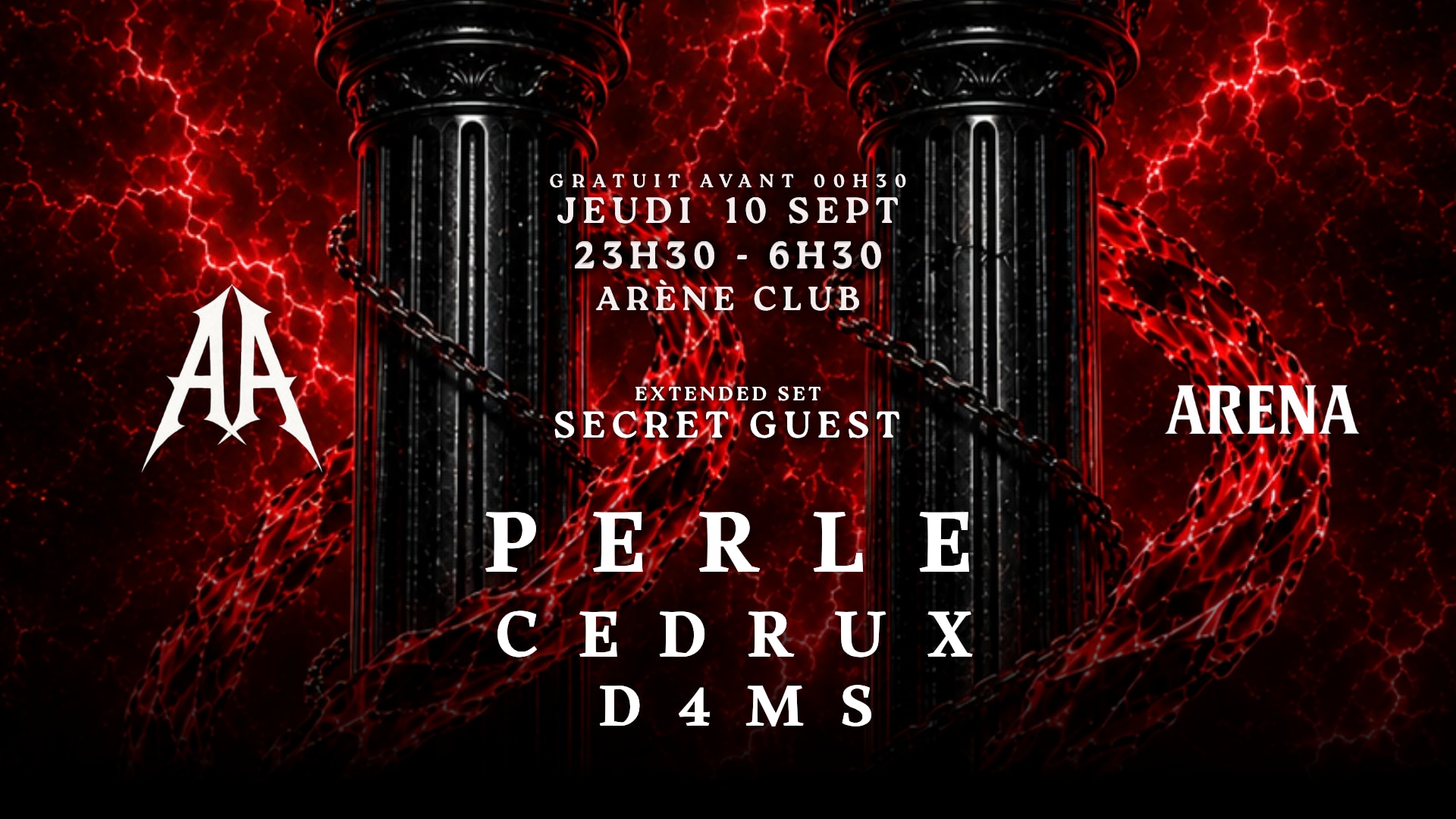 Jeudi Techno Arena : Perle - Cedrux - D4ms Cover