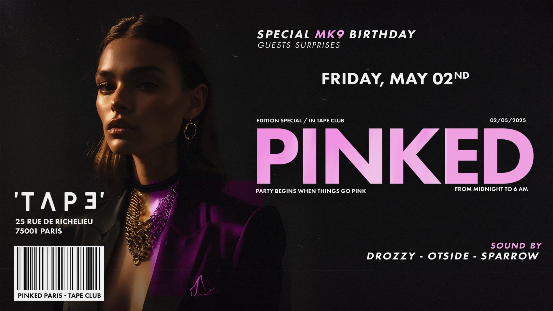 Pinked  - Mk9 Birthday - Guests Surprises - Friday 02/05 Cover