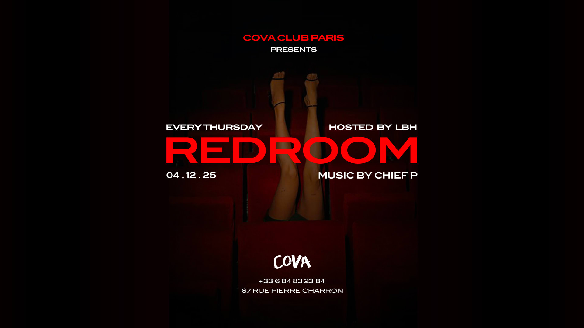 Redroom | Every Thursday At Cova Club Paris Cover