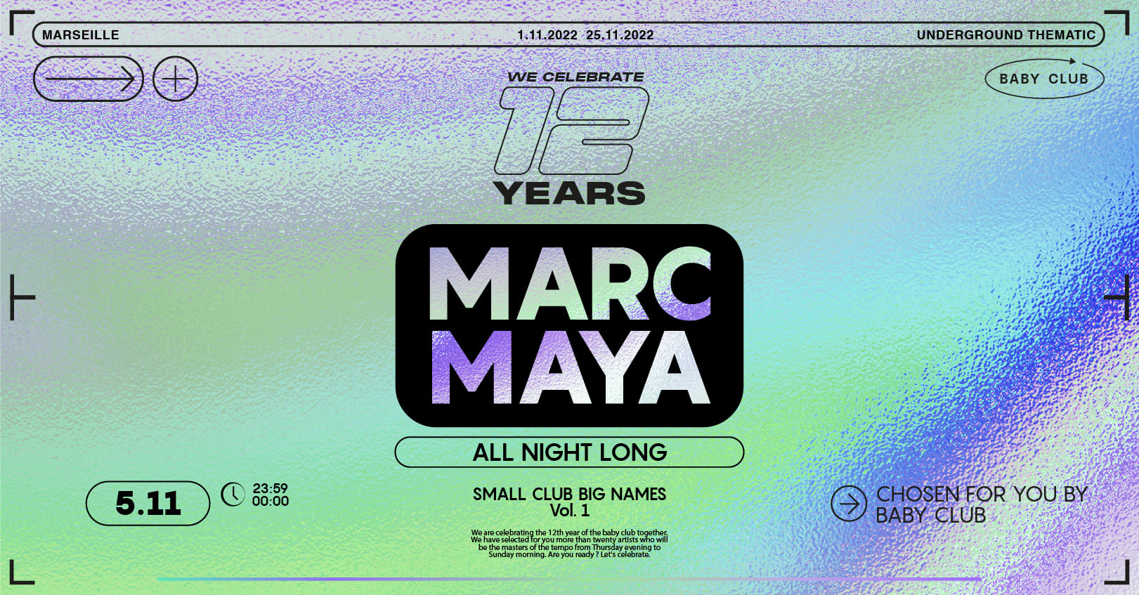We Celebrate 12 Years : Marc Maya (All Night Long)  Cover