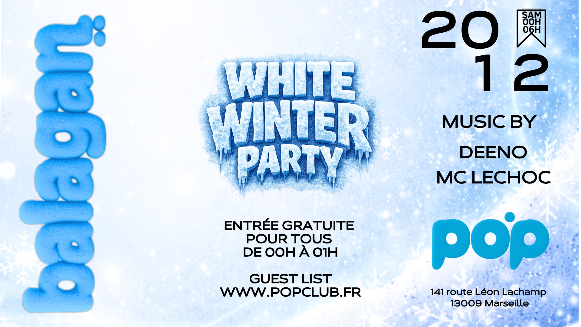 Samedi 20 Décembre | 00h/06h | White Winter Party Cover