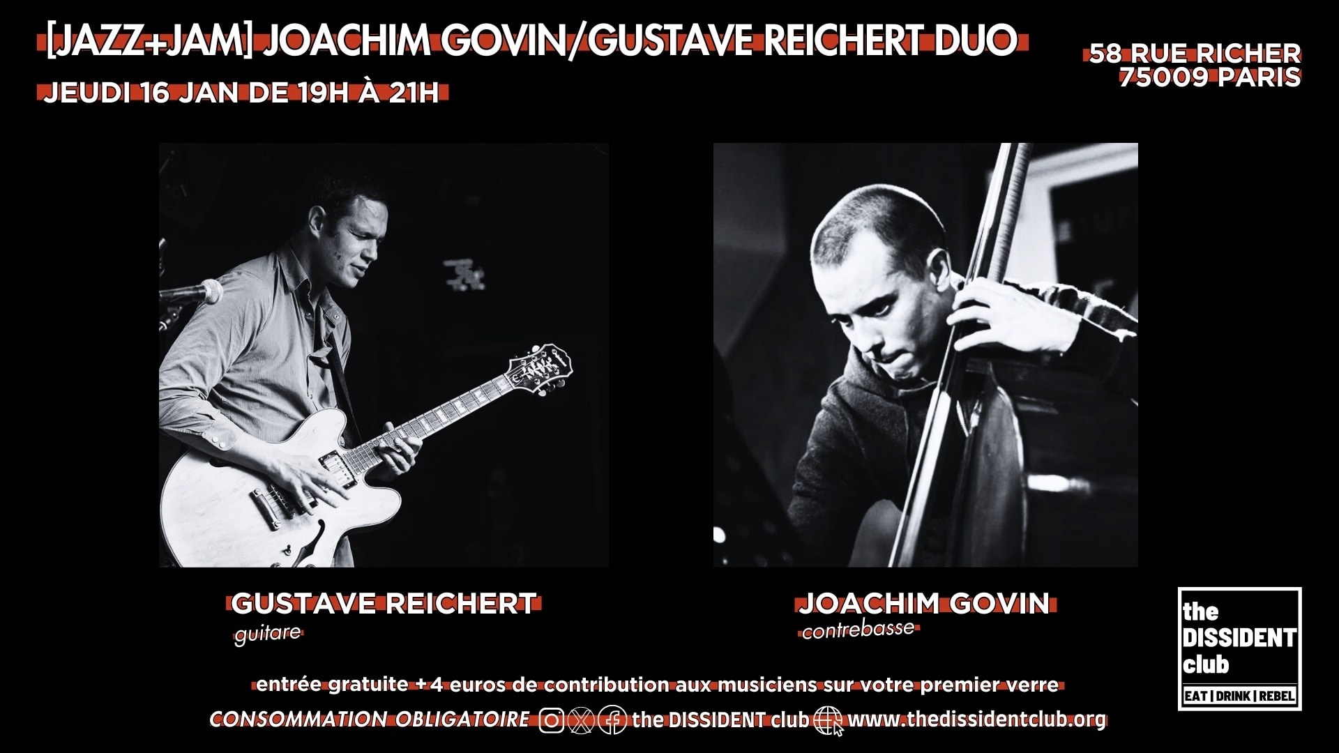 [Jazz+Jam] Joachim Govin/Gustave Reichert Duo Cover