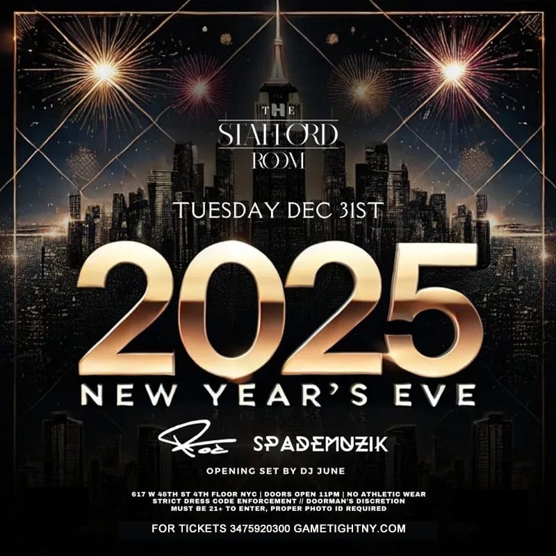 The Stafford Room New Years Eve Party 2025 Cover