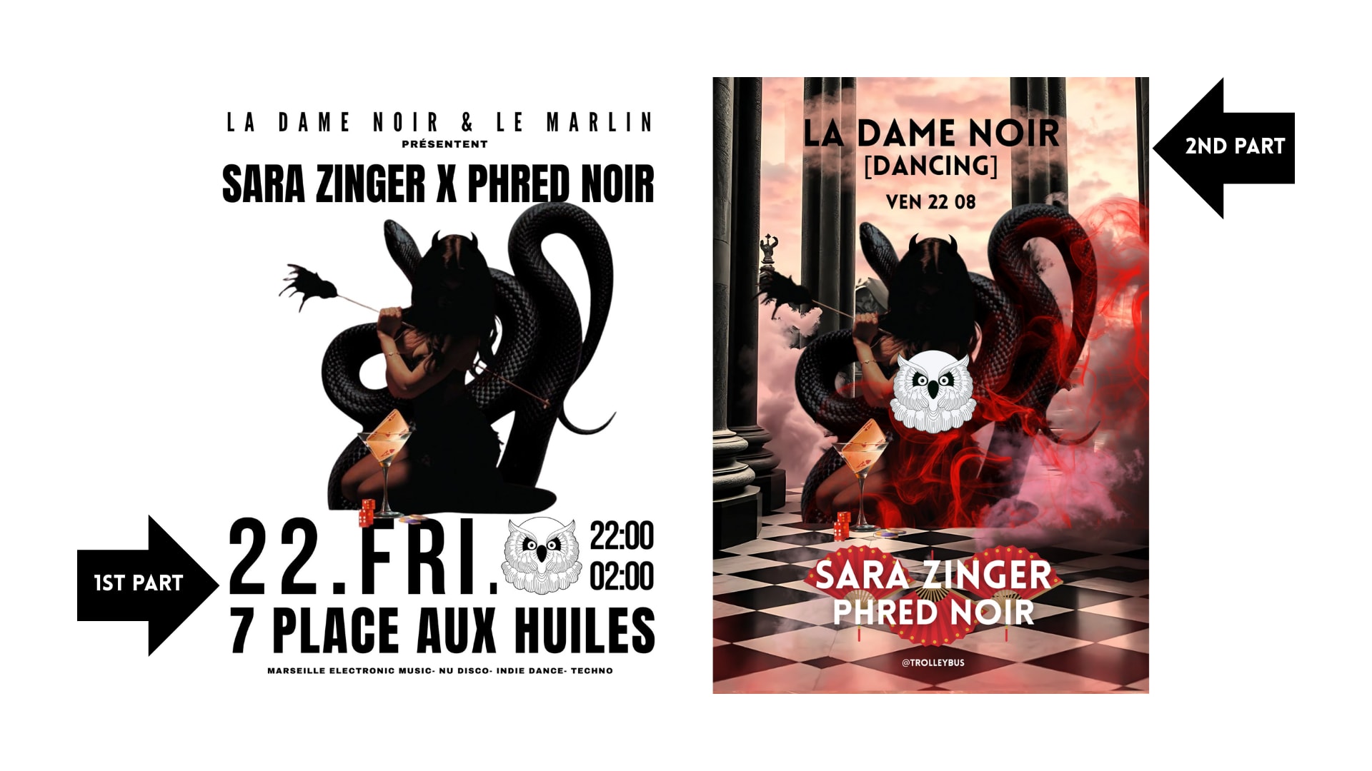 Sara Zinger + Phred Noir / Ldn Bar - Le Marlin + Trolleybus Cover