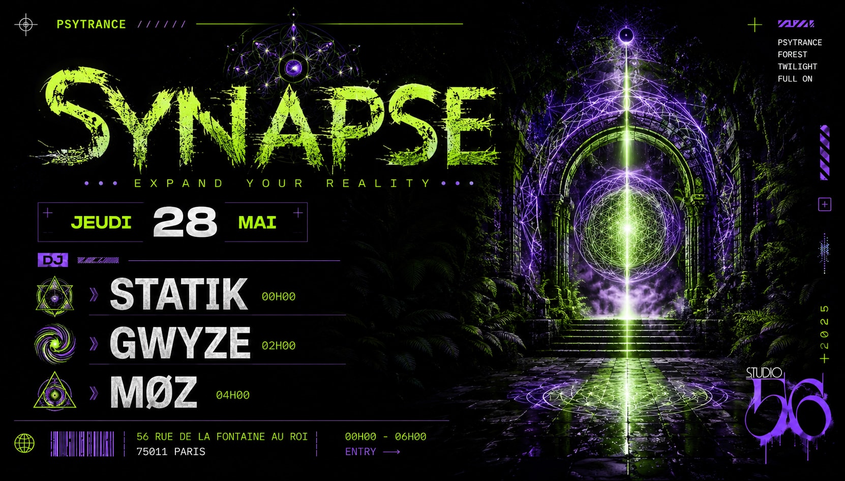Synapse W/ Dj Statik, Gwyze , Møz Cover
