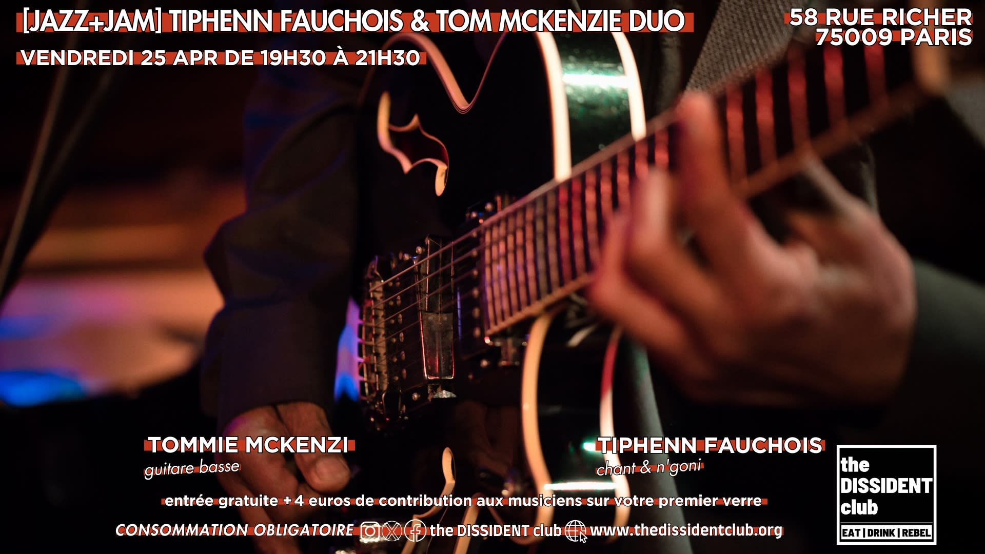 [Jazz+Jam] Tiphenn Fauchois & Tom Mckenzie Duo 25 Apr Cover