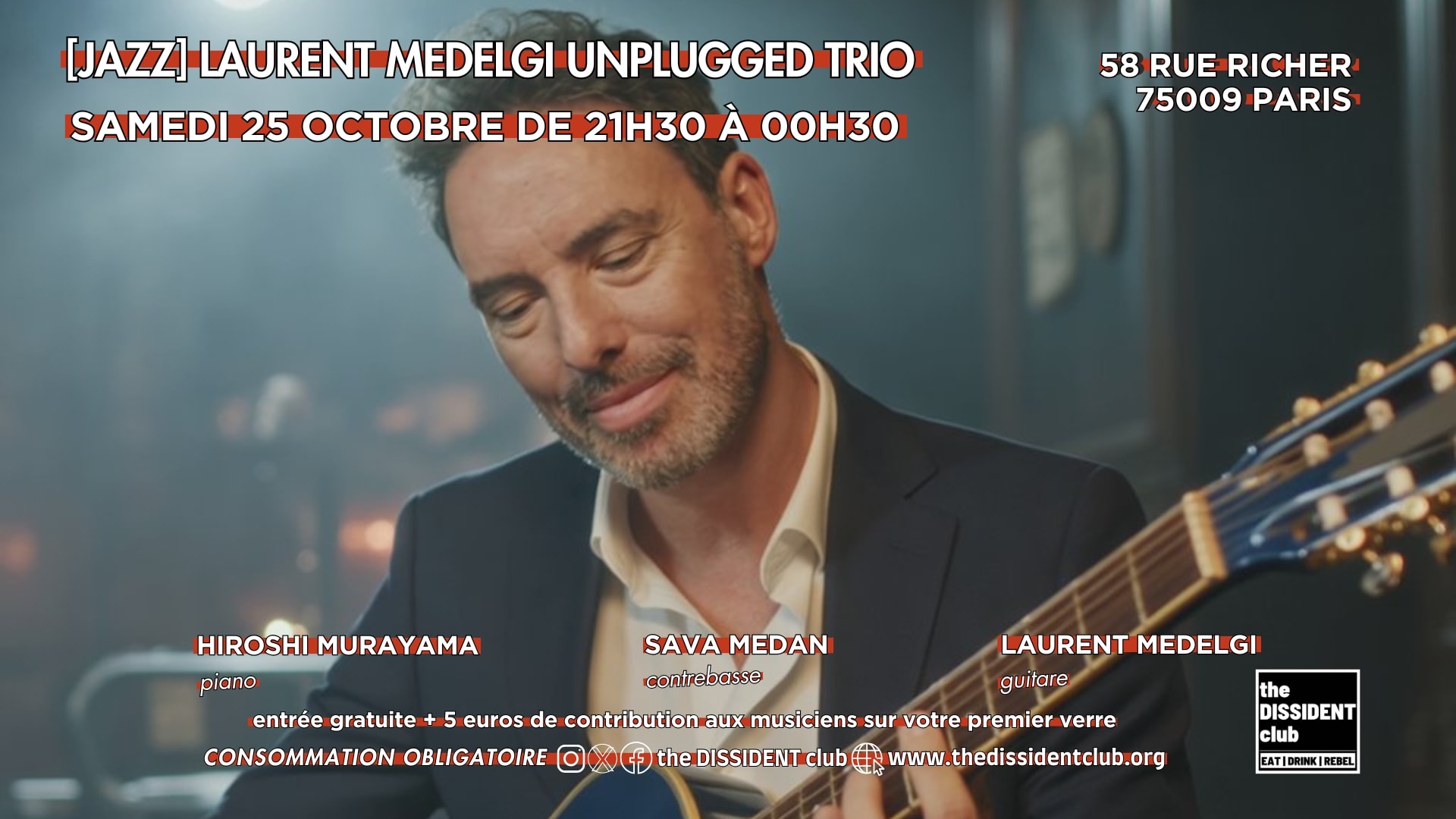 [Jazz] Laurent Medelgi Unplugged Trio Cover