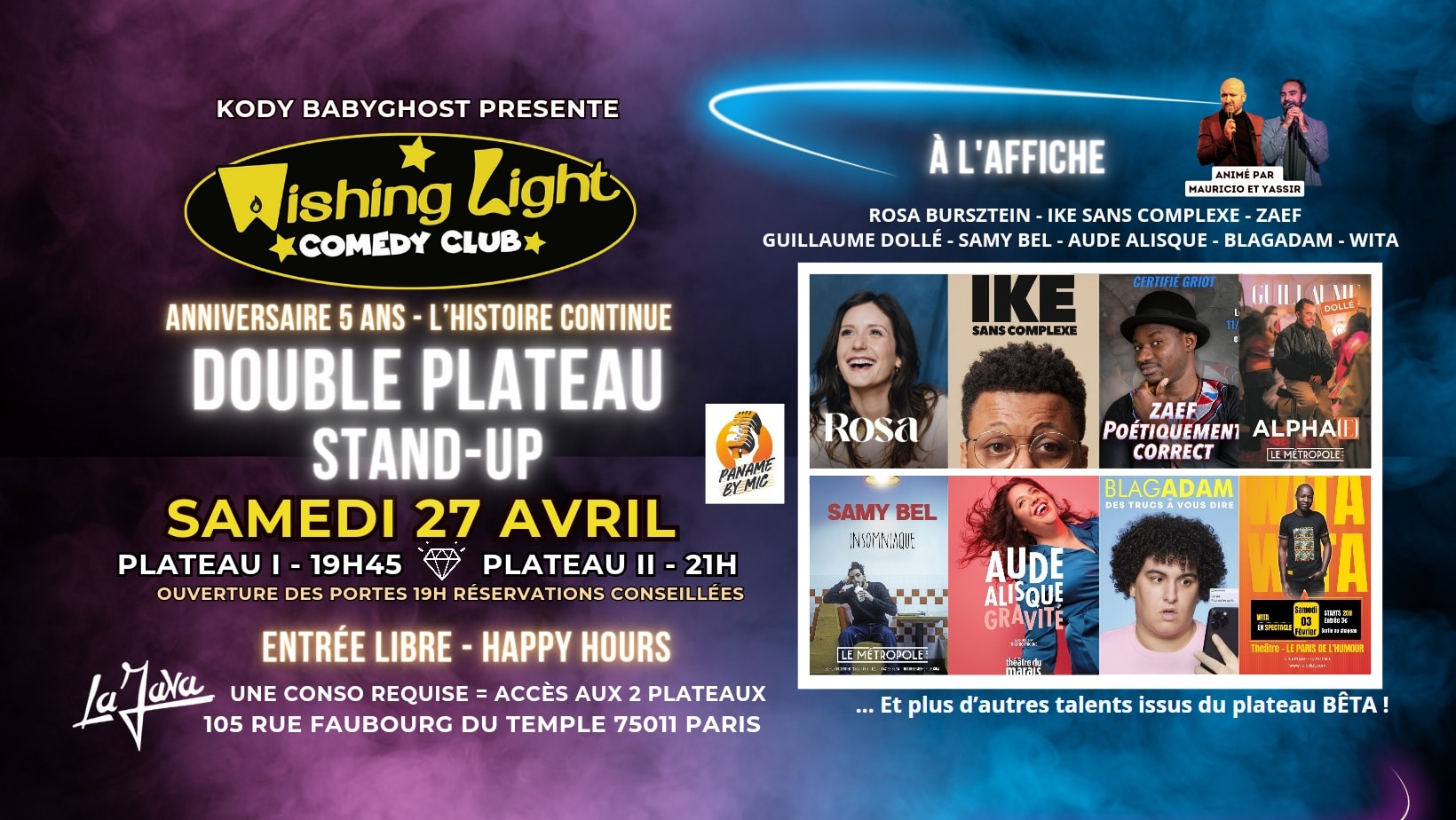 Wishing Light Comedy Club : Rosa Burszstein, Zaef And More Cover