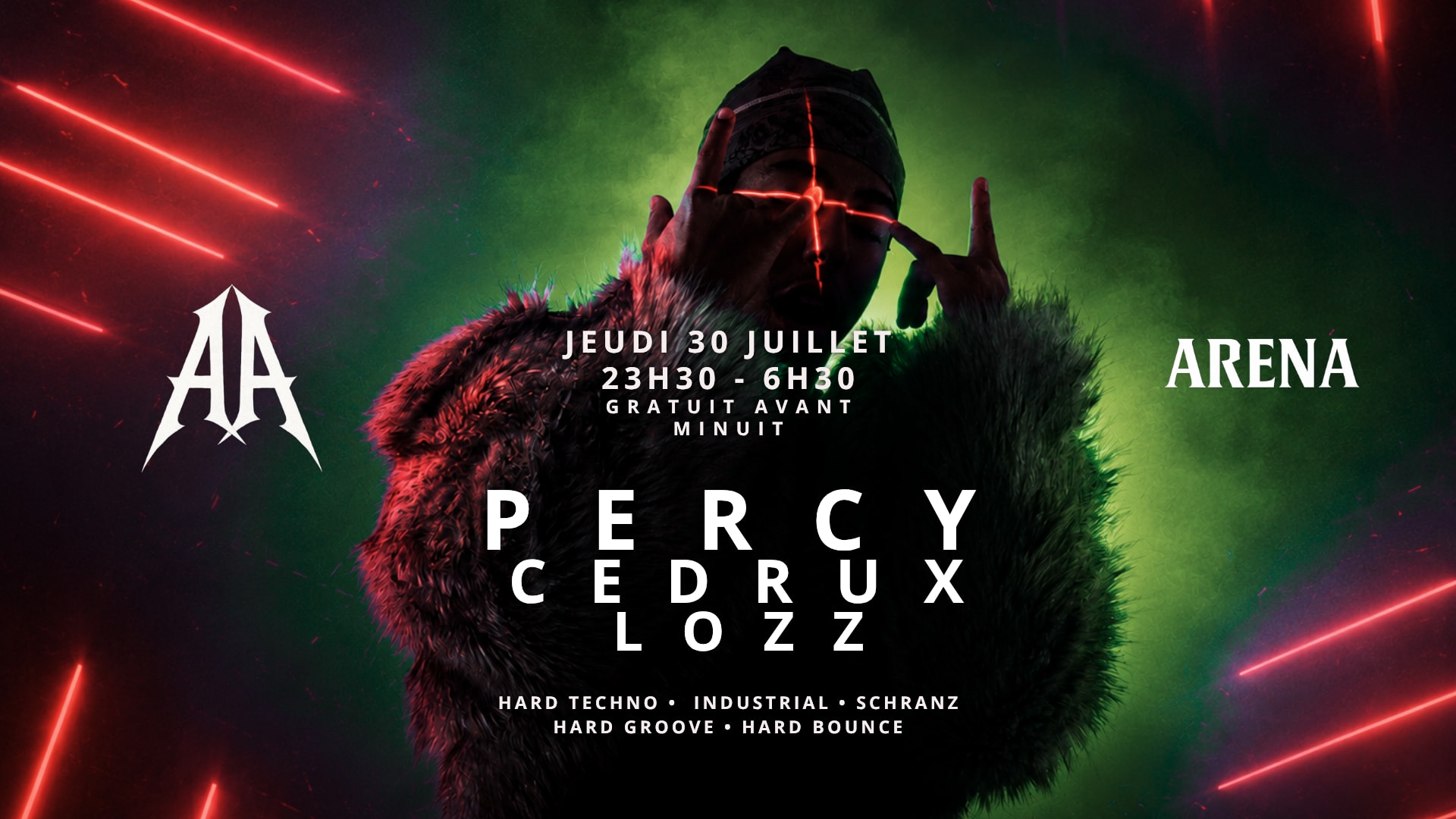 Jeudi Techno Arena : Percy - Cedrux - Lozz Cover
