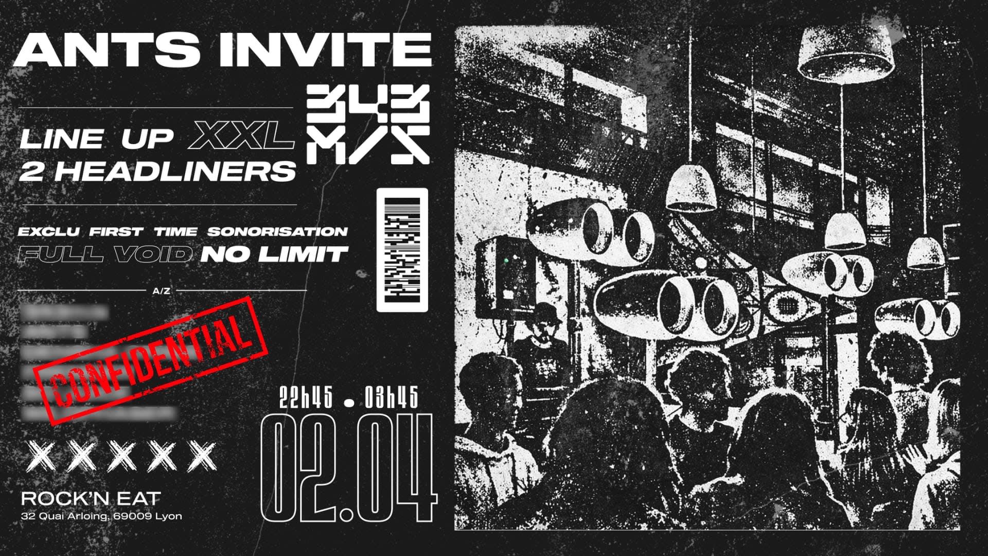 Ants Invite 343ms - Secret Line Up - 5kw Void Soundsystem Cover