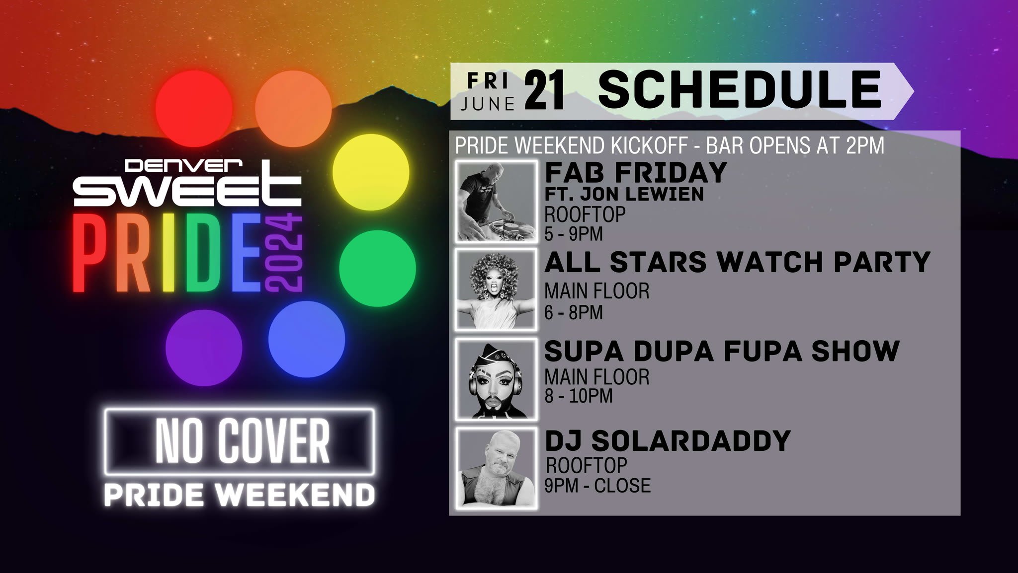 🌈Pride Weekend Kickoff Friday  - Jun 21 - ⭐️ Jon Lewien ⭐️ Cover