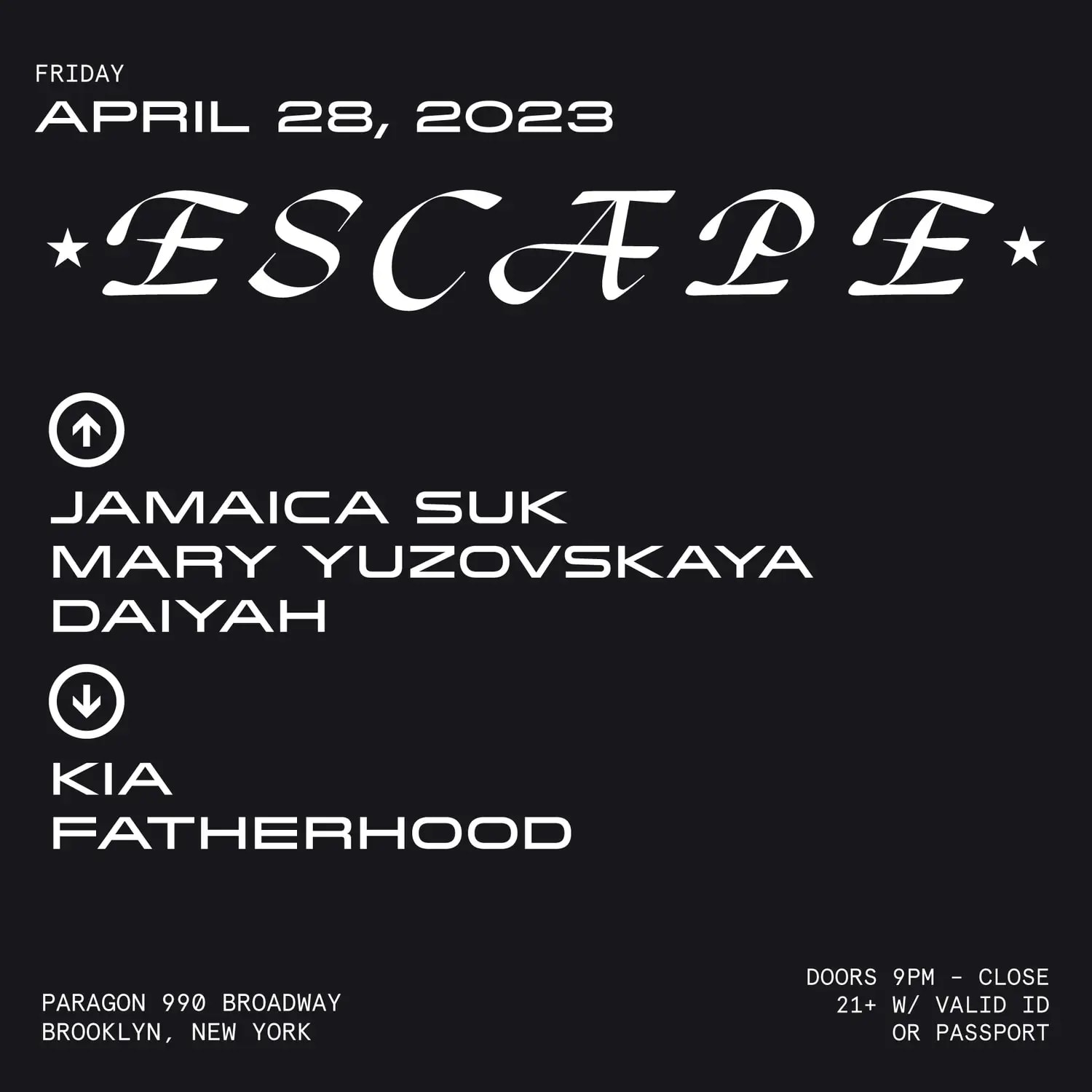 Escape With Jamaica Suk, Mary Yuzovskaya, Daiyah, Kia Cover