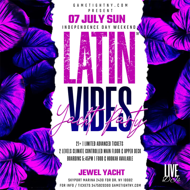Nyc Latin Vibes Sunday Jewel Yacht Party Skyport Marina 2024 Cover