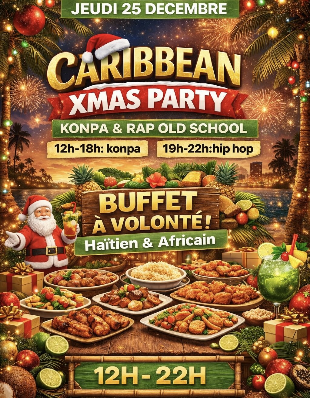 Buffet Dansant À Volonté  Jeudi 25 Décembre: Konpa, Hip Hop Cover