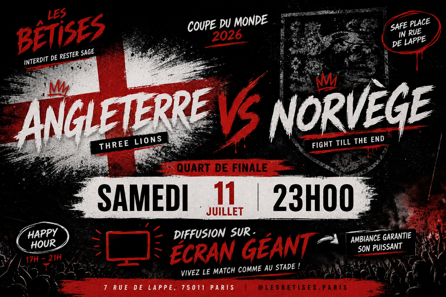 Angleterre  Norvège • Quart De Finale Sur Écran Géant Cover