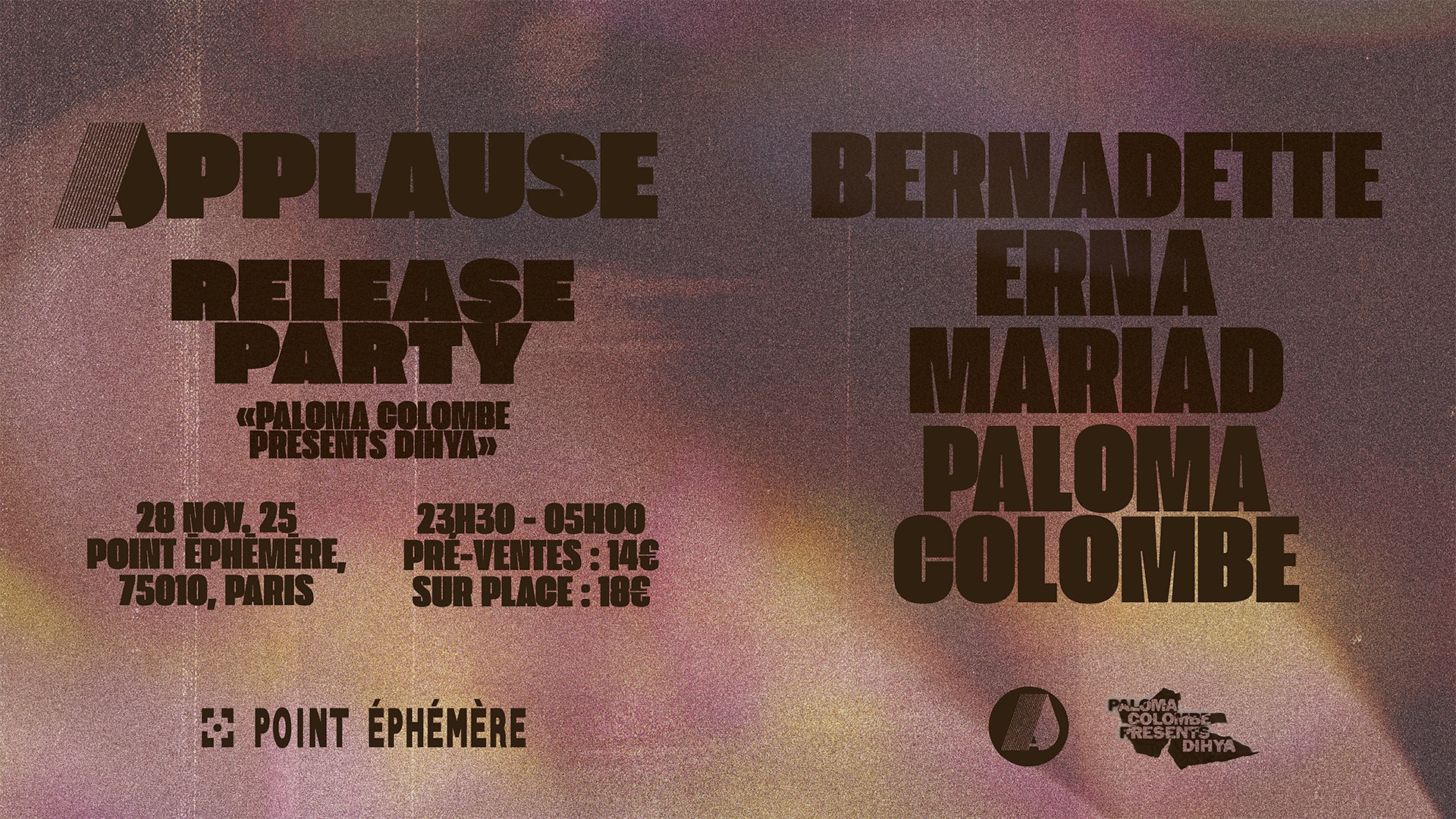 Release Party Applause Paloma Colombe Introduces Dihya Cover