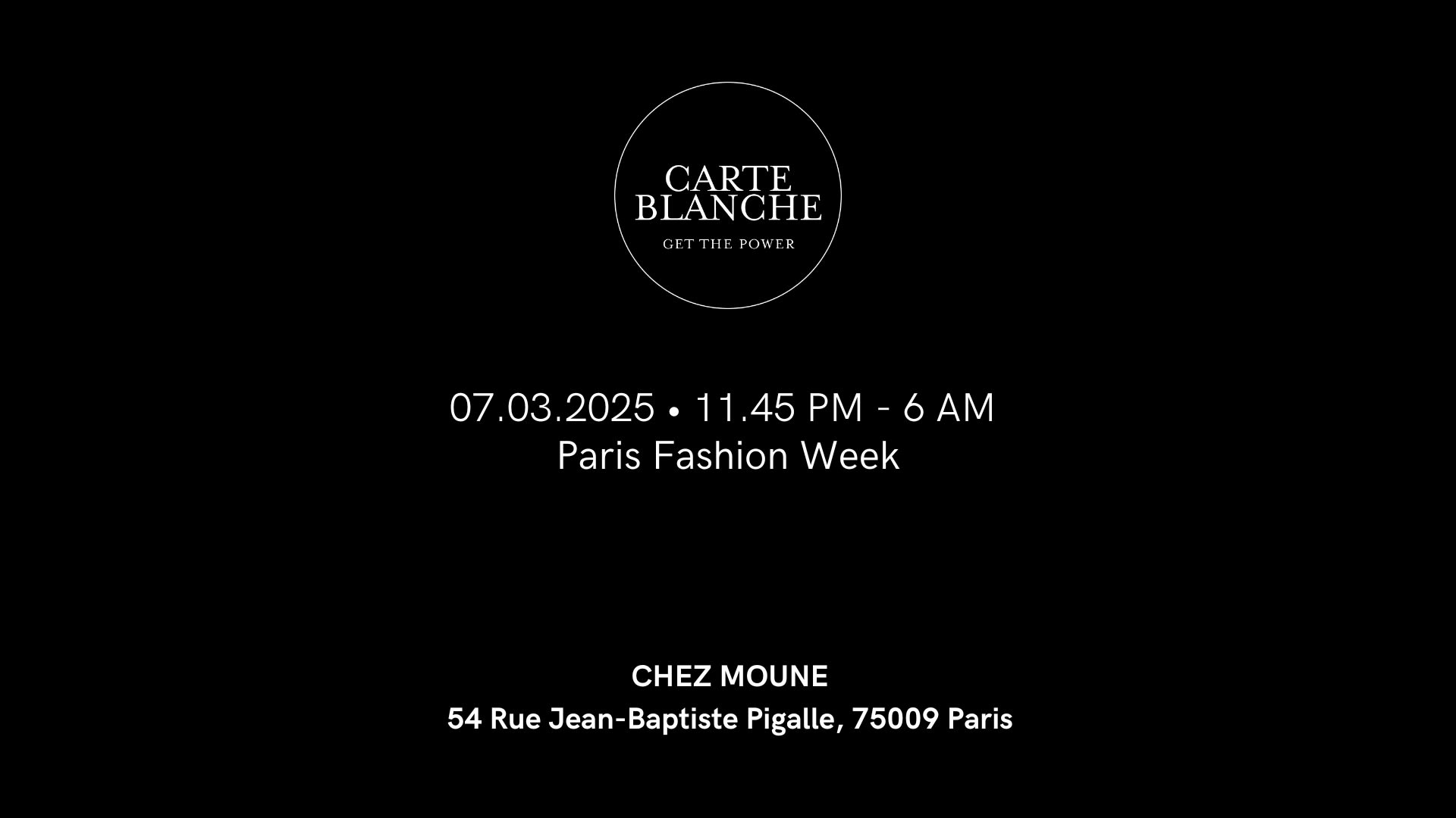 Carte Blanche X Chez Moune – Paris Fashion Week • 07.03.2025 Cover