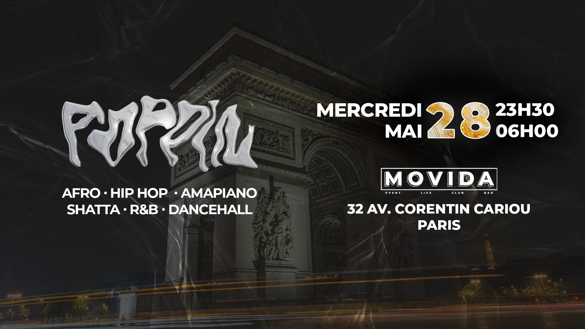 Poppin - Hip Hop & Afrobeat - Mercredi 28 Mai 2025 Cover