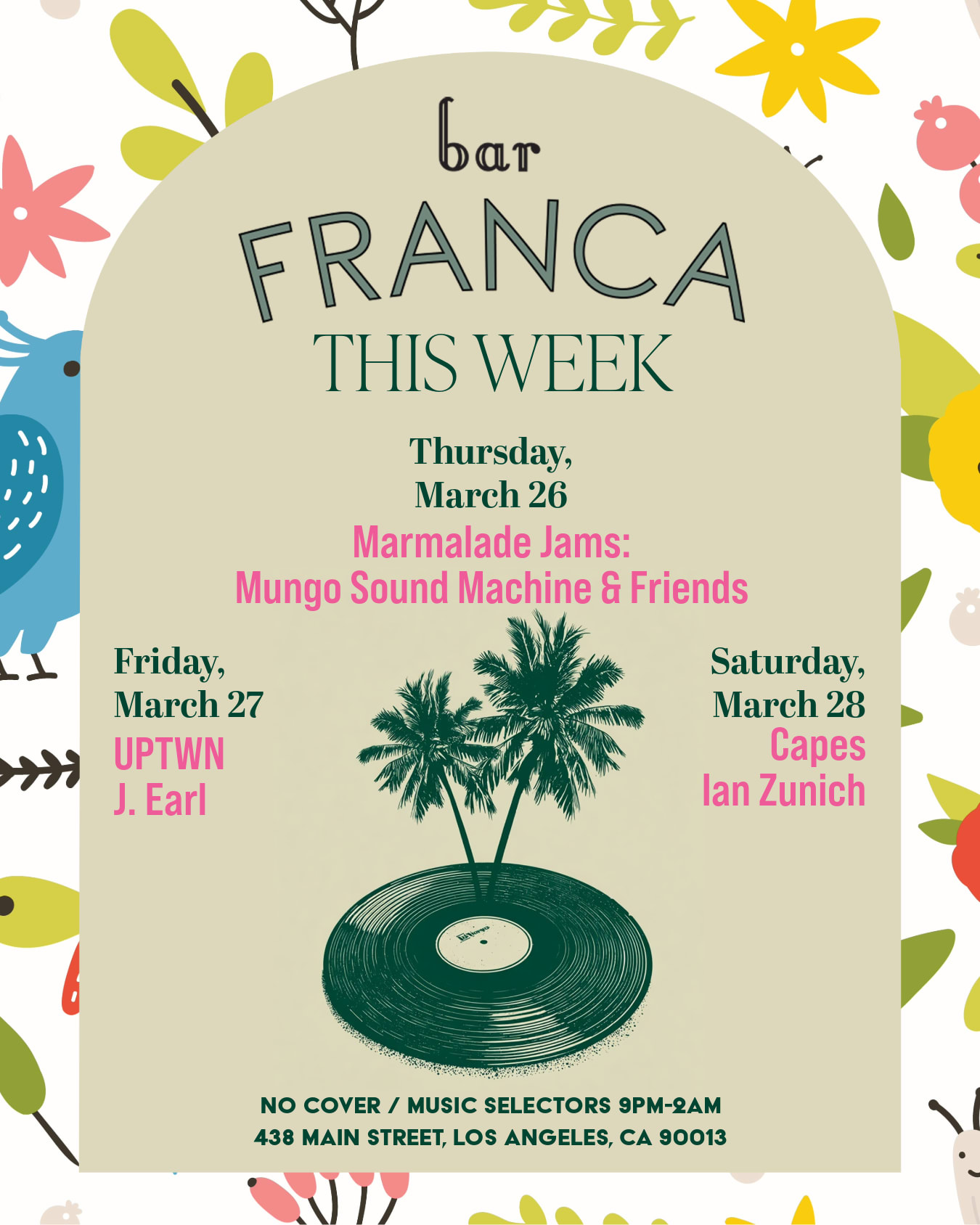 This Week At Bar Franca: March 26-28 Cover