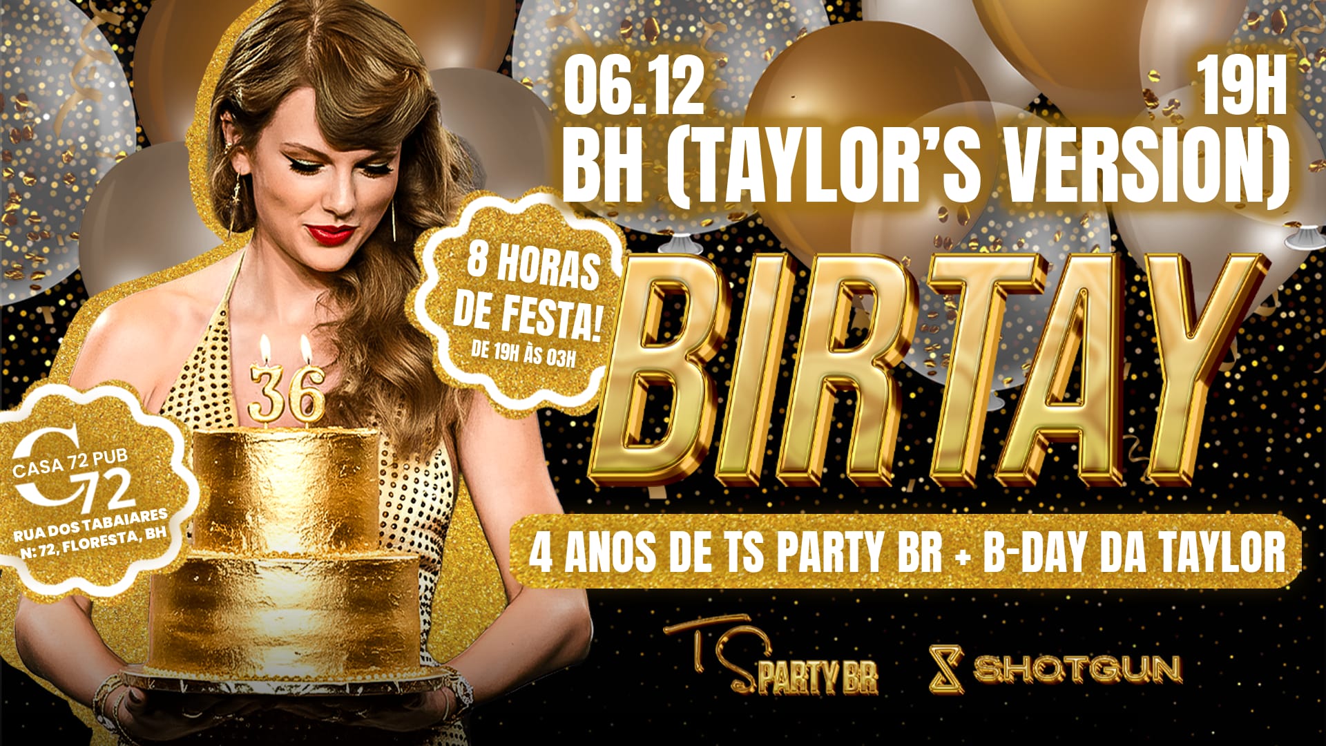 Bh (Taylor's Version): 4 Anos Ts Party Br + B-Day Ts Cover
