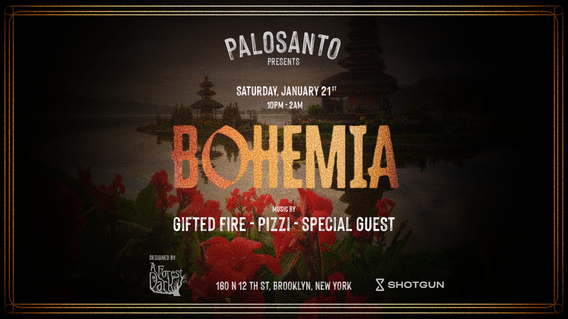 Palosanto Presents Bohemia W/ Gifted Fire, Pizzi Cover