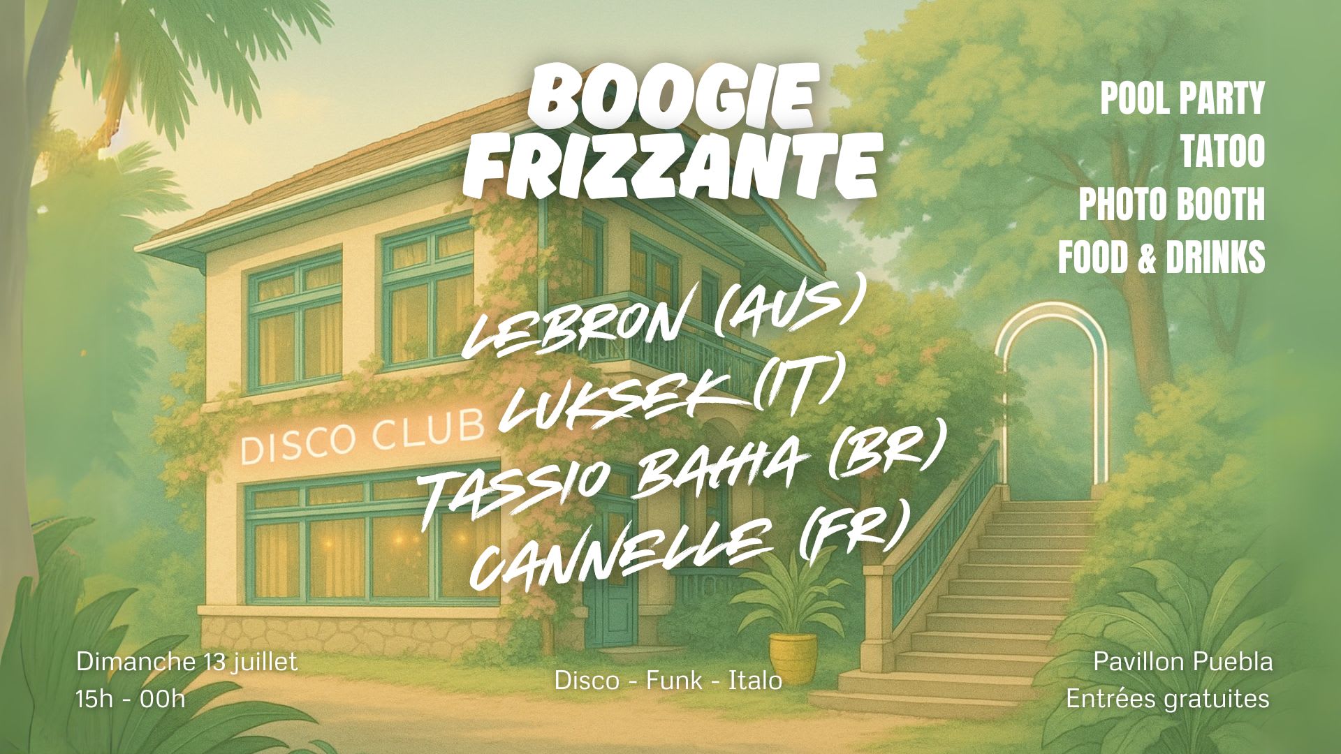 Disco, Italo Party Au Pavillon Puebla By Boogie Frizzante Cover