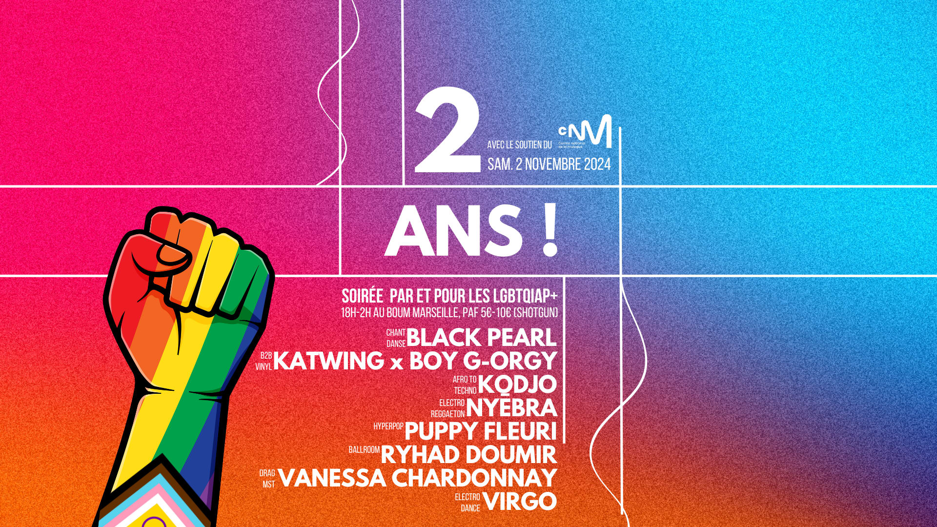 2 Ans Du Boum ! 🔥🪩🌈🏳️‍⚧️  Dj Sets+Perfs+Drag+Ballroom Cover