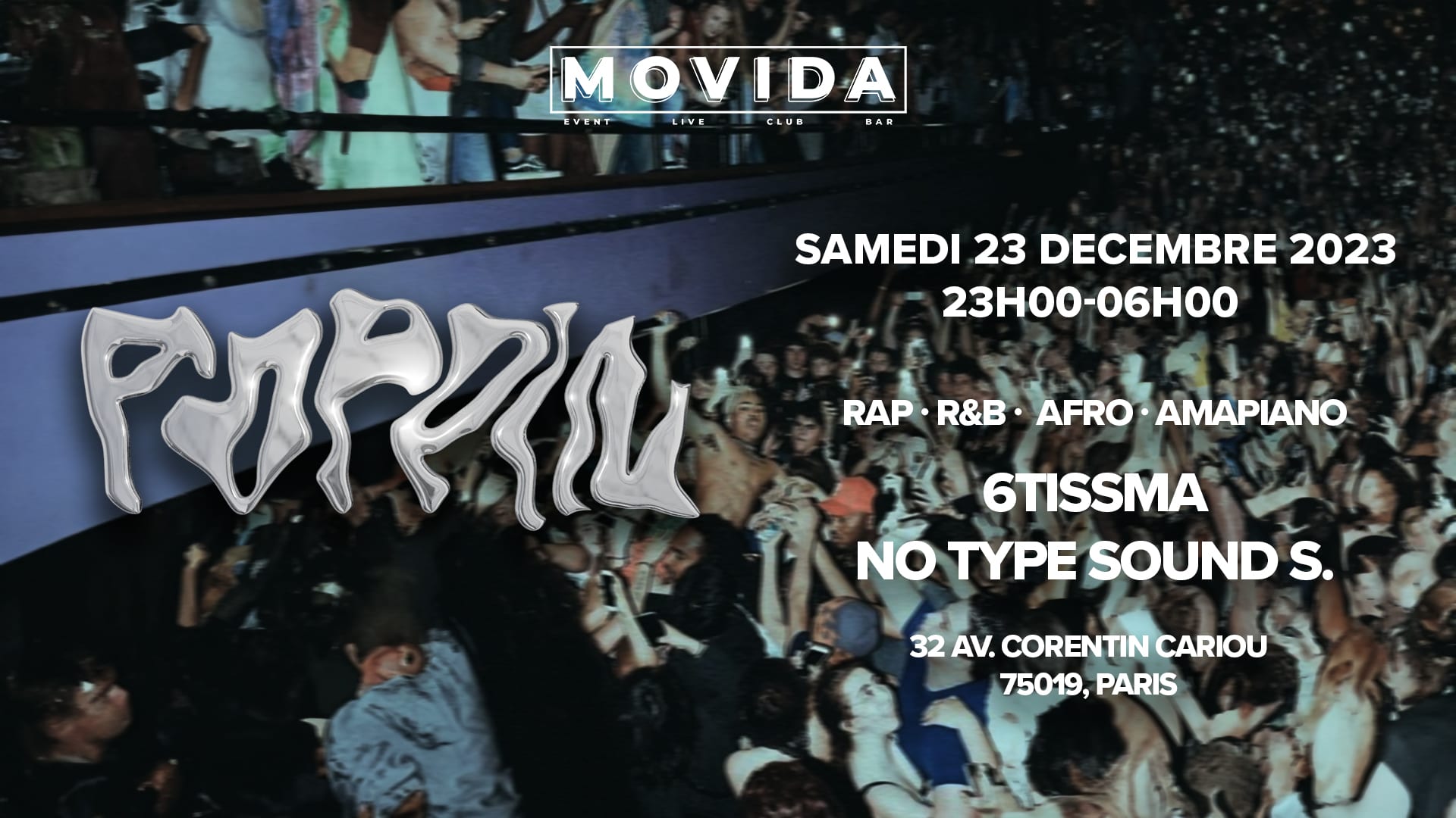 Poppin (Hip Hop, Afro, Dancehall, Amapiano) - Samedi 23/12 Cover