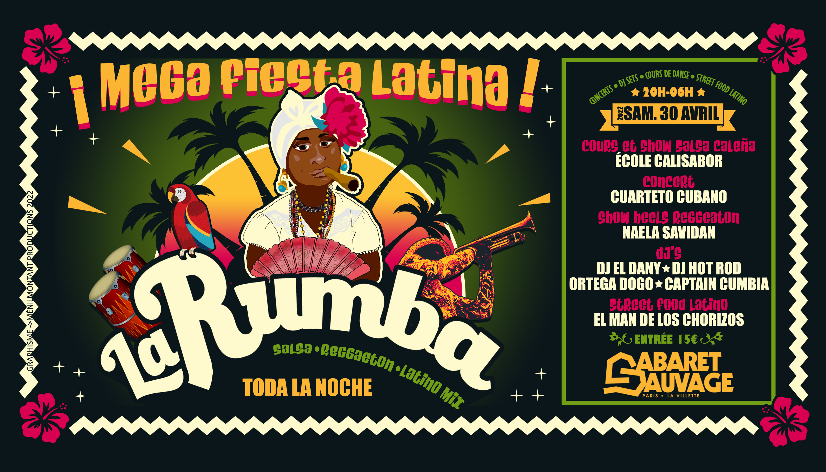 Samedi 30 Avril 20h-5h30- La Rumba ✪ Fiesta Latina@Cabaret Sauvage Cover