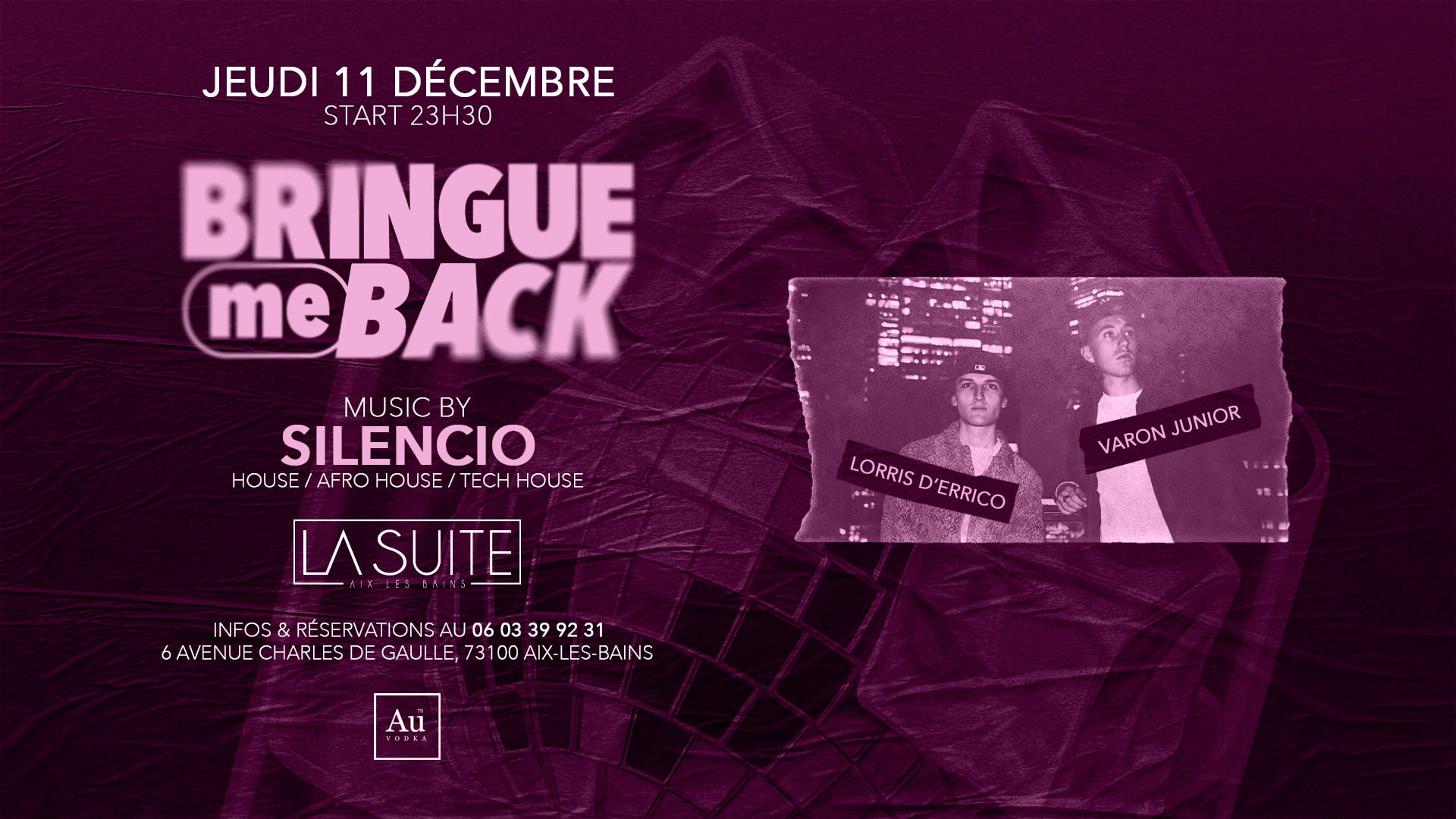 Bringue Me Back - Jeudi 11 Décembre - La Suite Cover