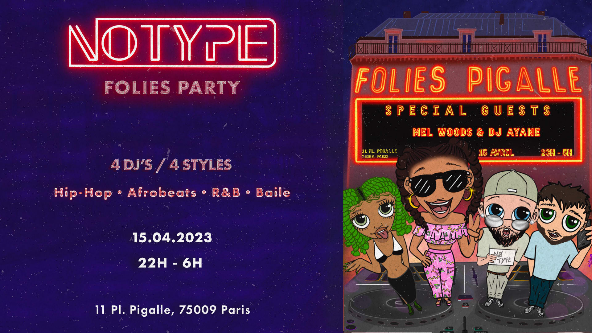 Nø Type "Folies Party" + Special Guests Cover
