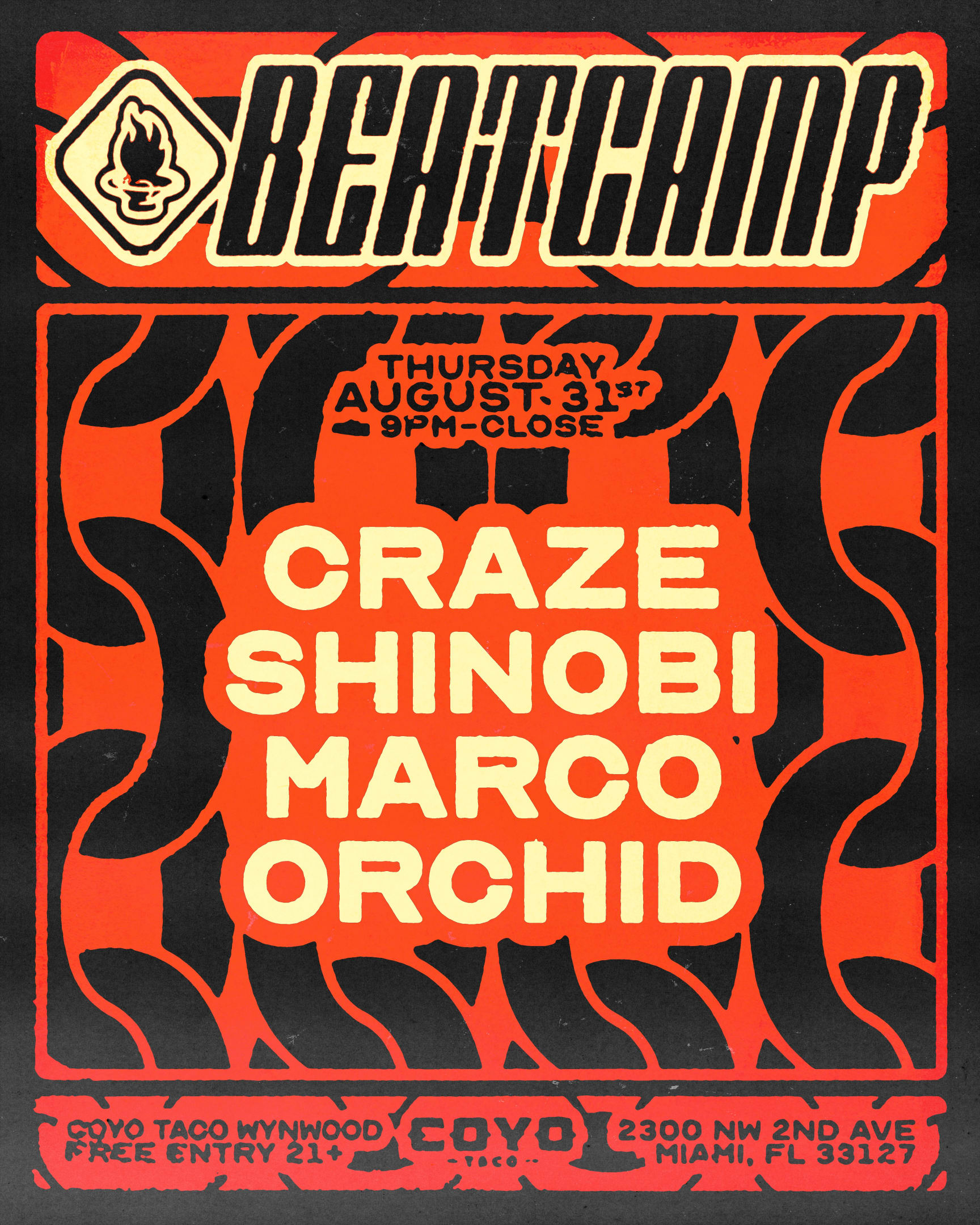 Beatcamp Miami August 8/31 Drum & Bass Monthly Cover