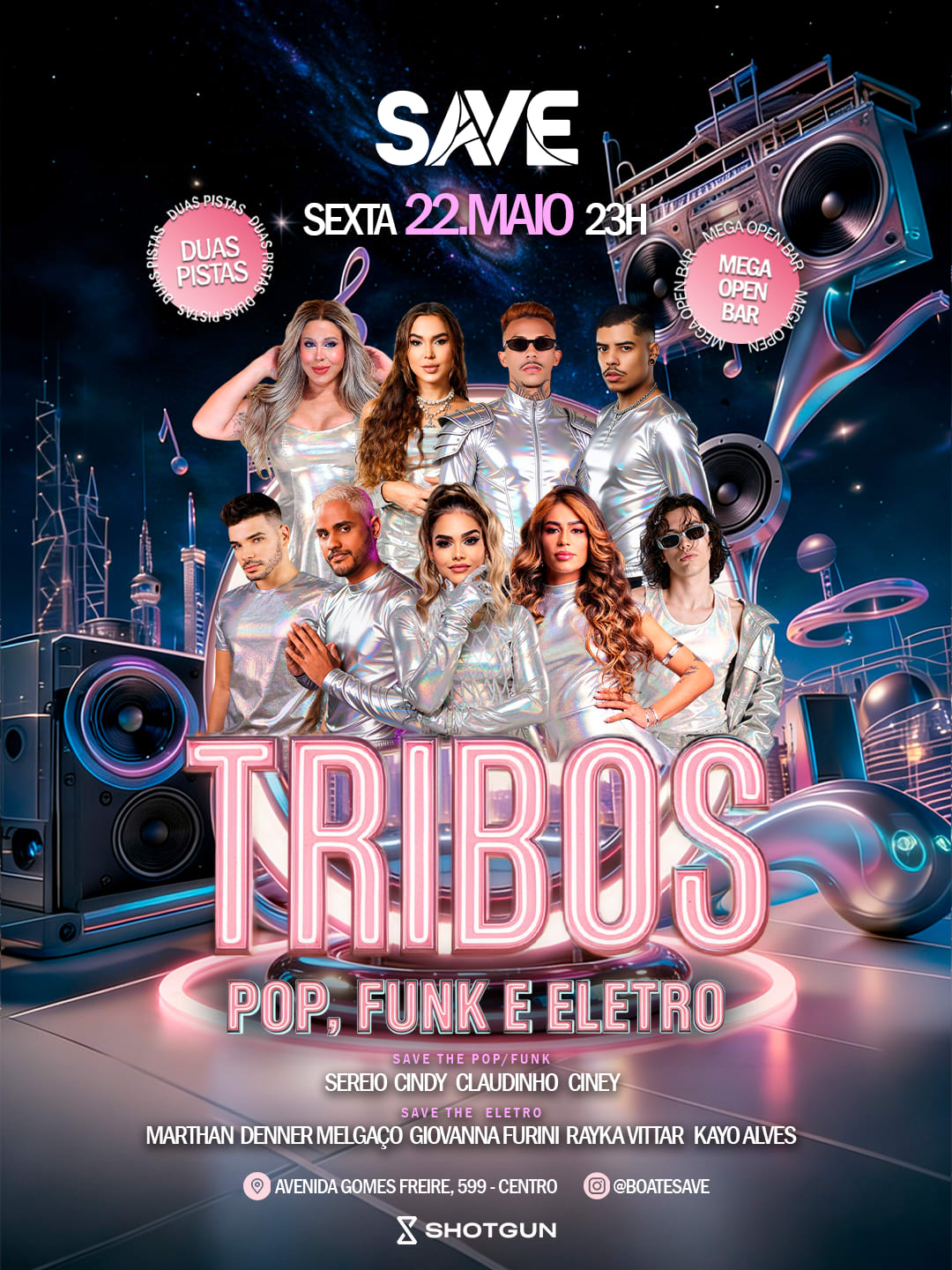 Save - Tribos / Pop, Funk E Eletrônica | Open Bar | 2 Pistas Cover