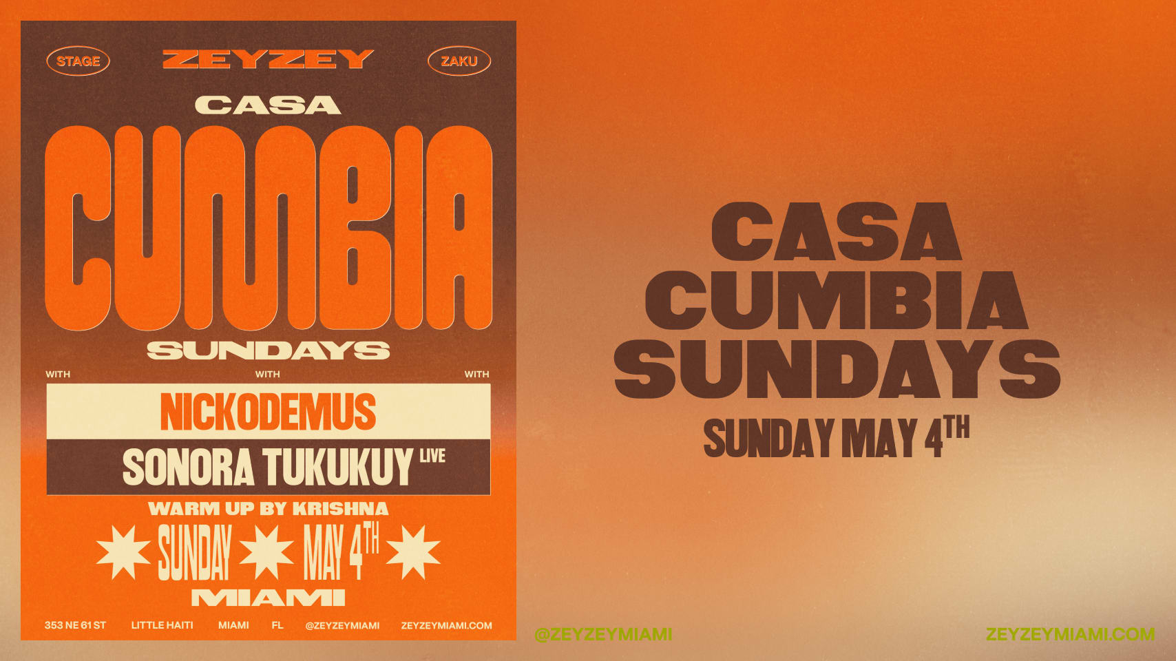 Casa Cumbia Sundays With Sonora Tukuky, Nickodemus, Krishna Cover
